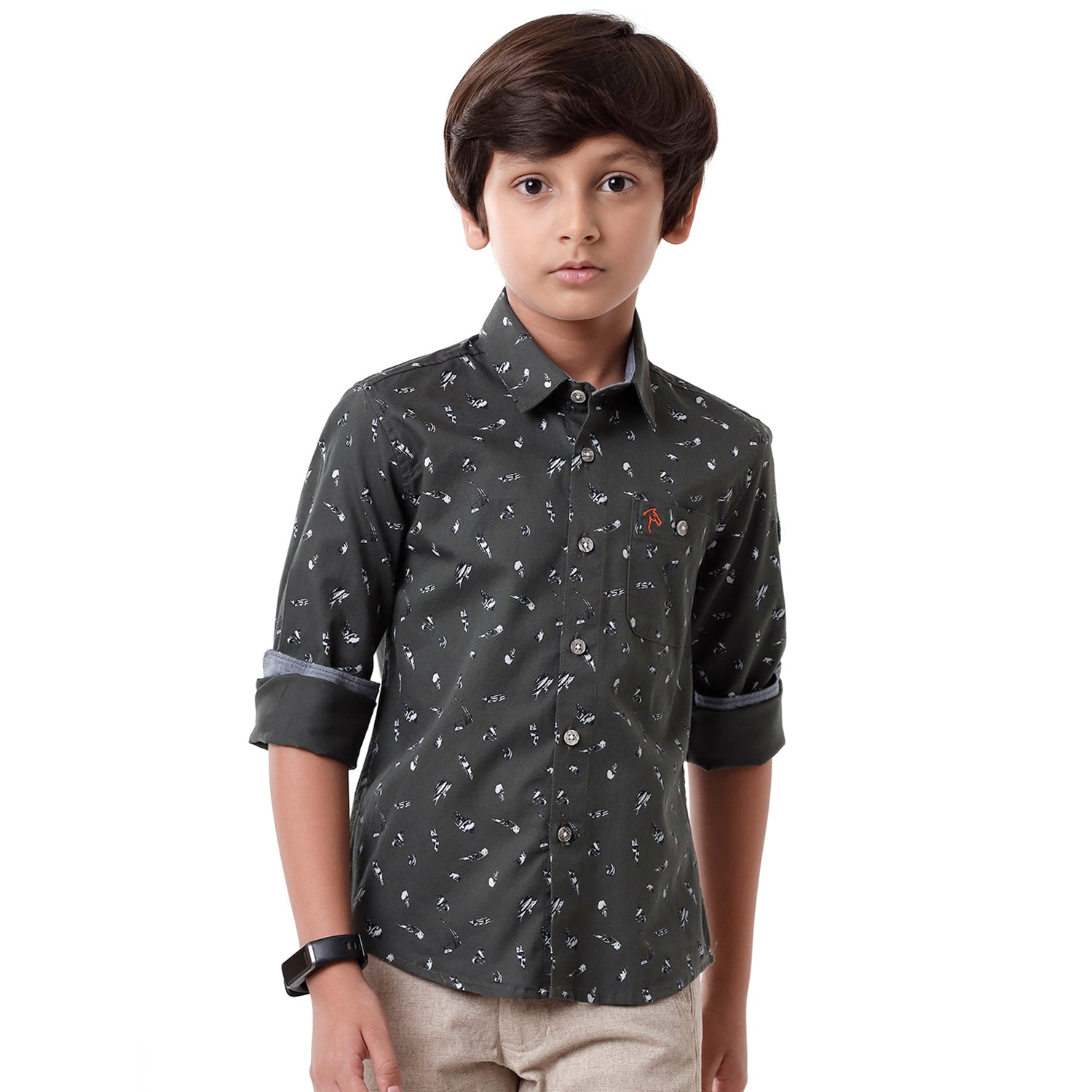 Classic Polo Bro Boys Printed Full Sleeve Slim Fit Dark Grey Color Shirt - BBSH S2 02 B Shirts Classic Polo 