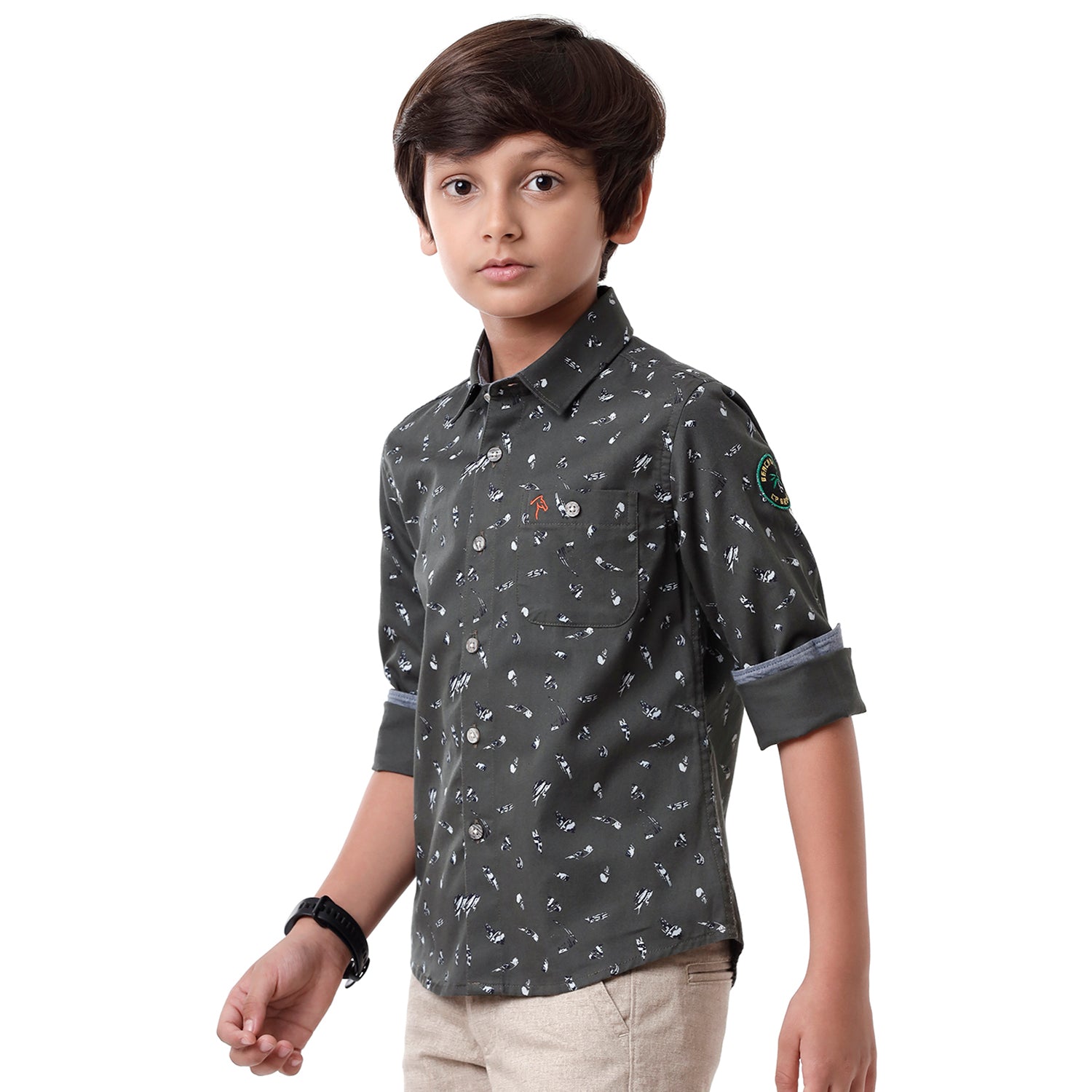 Classic Polo Bro Boys Printed Full Sleeve Slim Fit Dark Grey Color Shirt - BBSH S2 02 B Shirts Classic Polo 