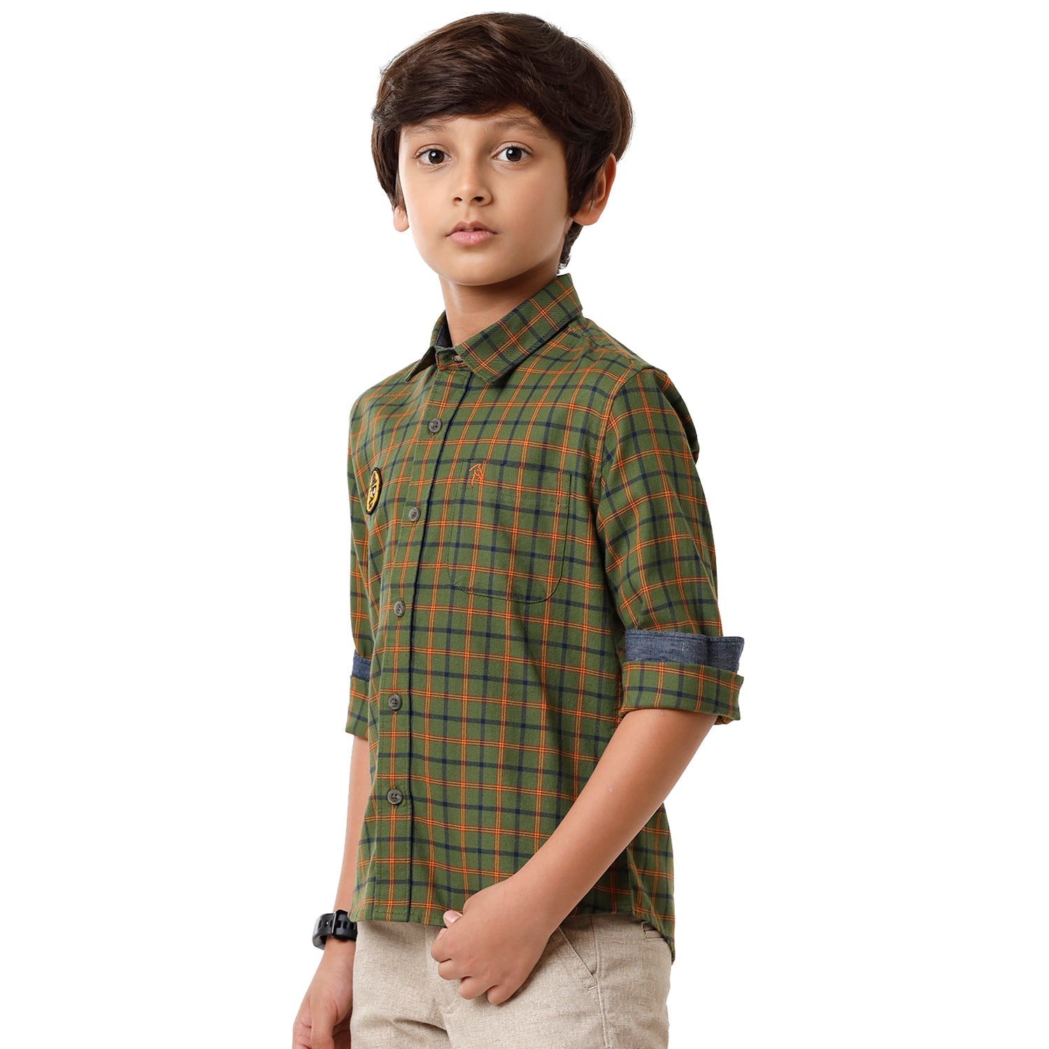 Classic Polo Bro Boys Checked Full Sleeve Slim Fit Green Color Shirt - BBSH S2 09 A Shirts Classic Polo 