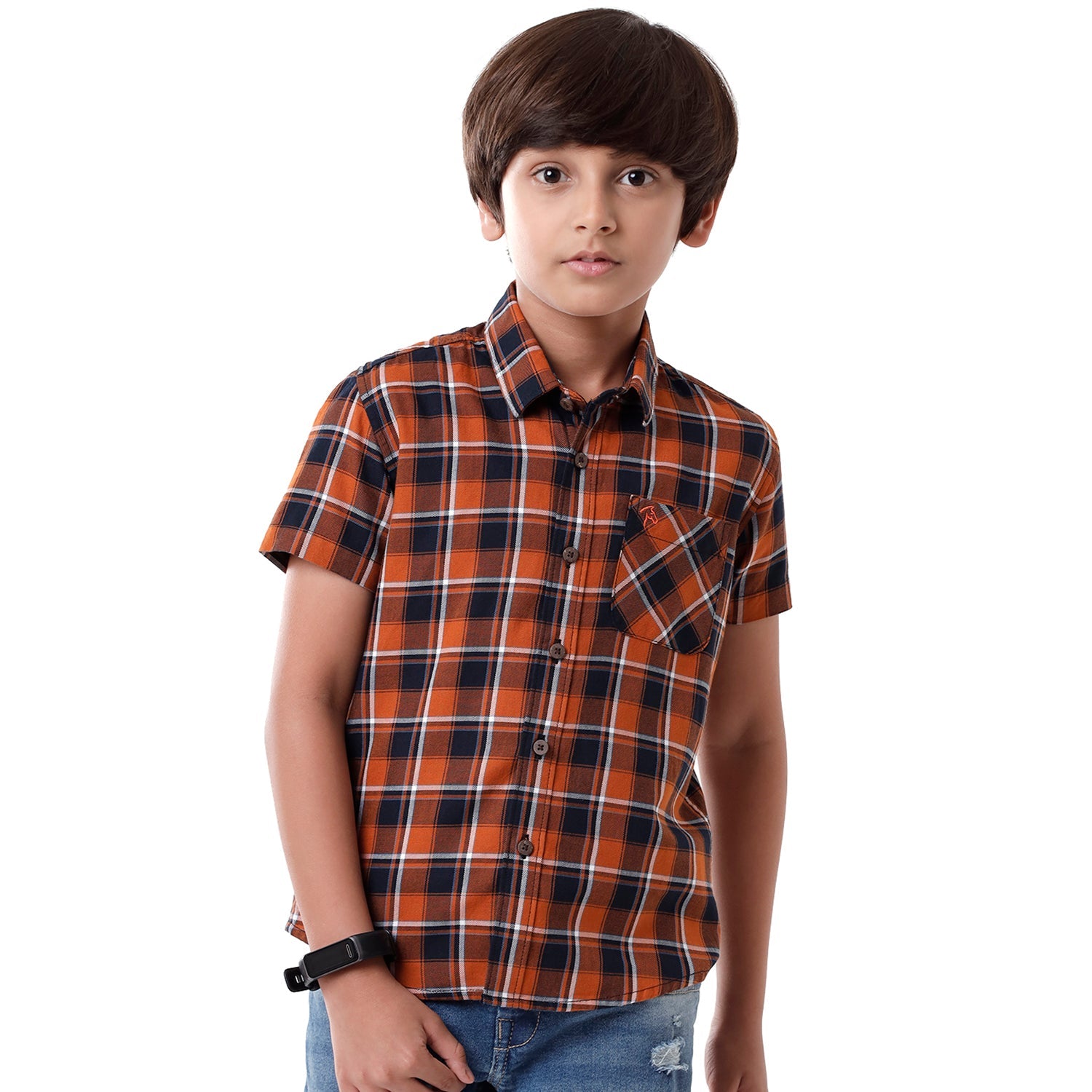 Classic Polo Bro Boys Checked Half Sleeve Slim Fit Brown Color Shirt - BBSH S2 11 B Shirts Classic Polo 