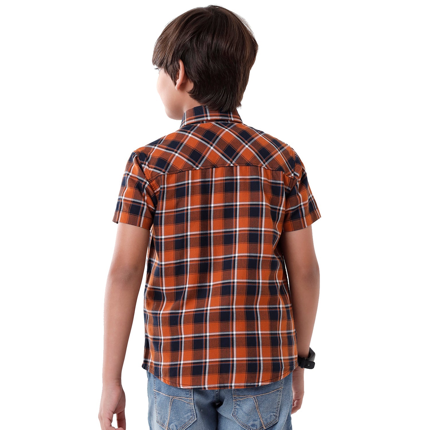 Classic Polo Bro Boys Checked Half Sleeve Slim Fit Brown Color Shirt - BBSH S2 11 B Shirts Classic Polo 