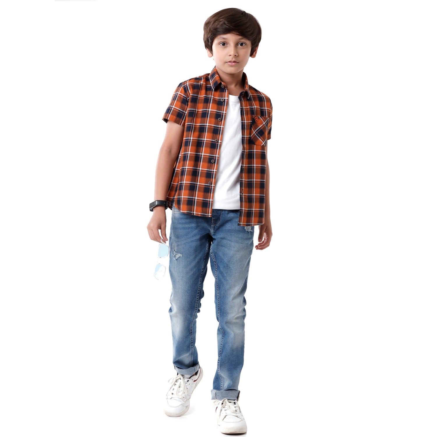 Classic Polo Bro Boys Checked Half Sleeve Slim Fit Brown Color Shirt - BBSH S2 11 B Shirts Classic Polo 