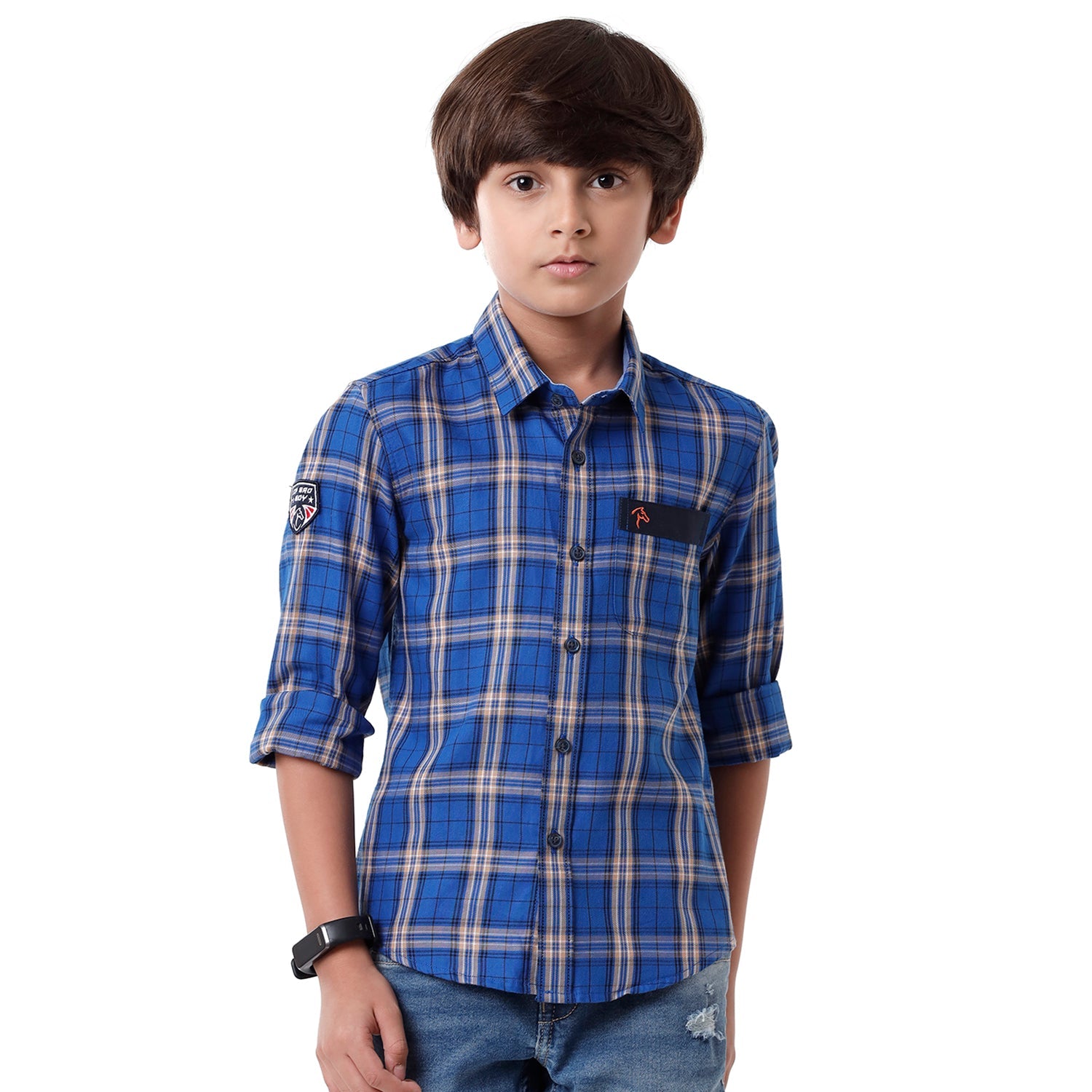Classic Polo Bro Boys Checked Full Sleeve Slim Fit Blue Color Shirt - BBSH S2 28 B Shirts Classic Polo 