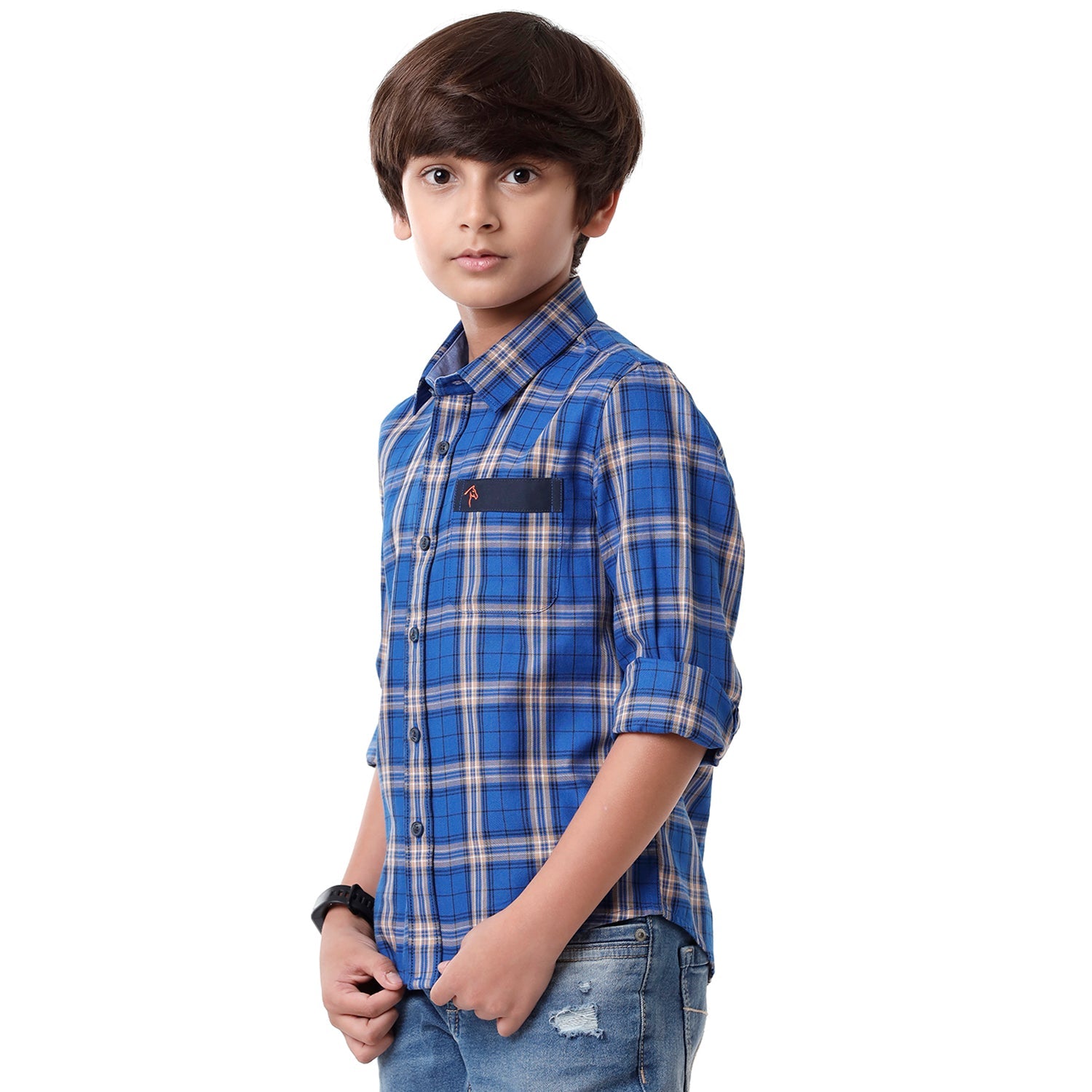 Classic Polo Bro Boys Checked Full Sleeve Slim Fit Blue Color Shirt - BBSH S2 28 B Shirts Classic Polo 