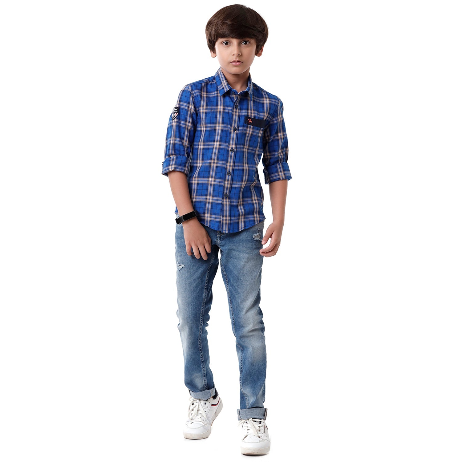 Classic Polo Bro Boys Checked Full Sleeve Slim Fit Blue Color Shirt - BBSH S2 28 B Shirts Classic Polo 