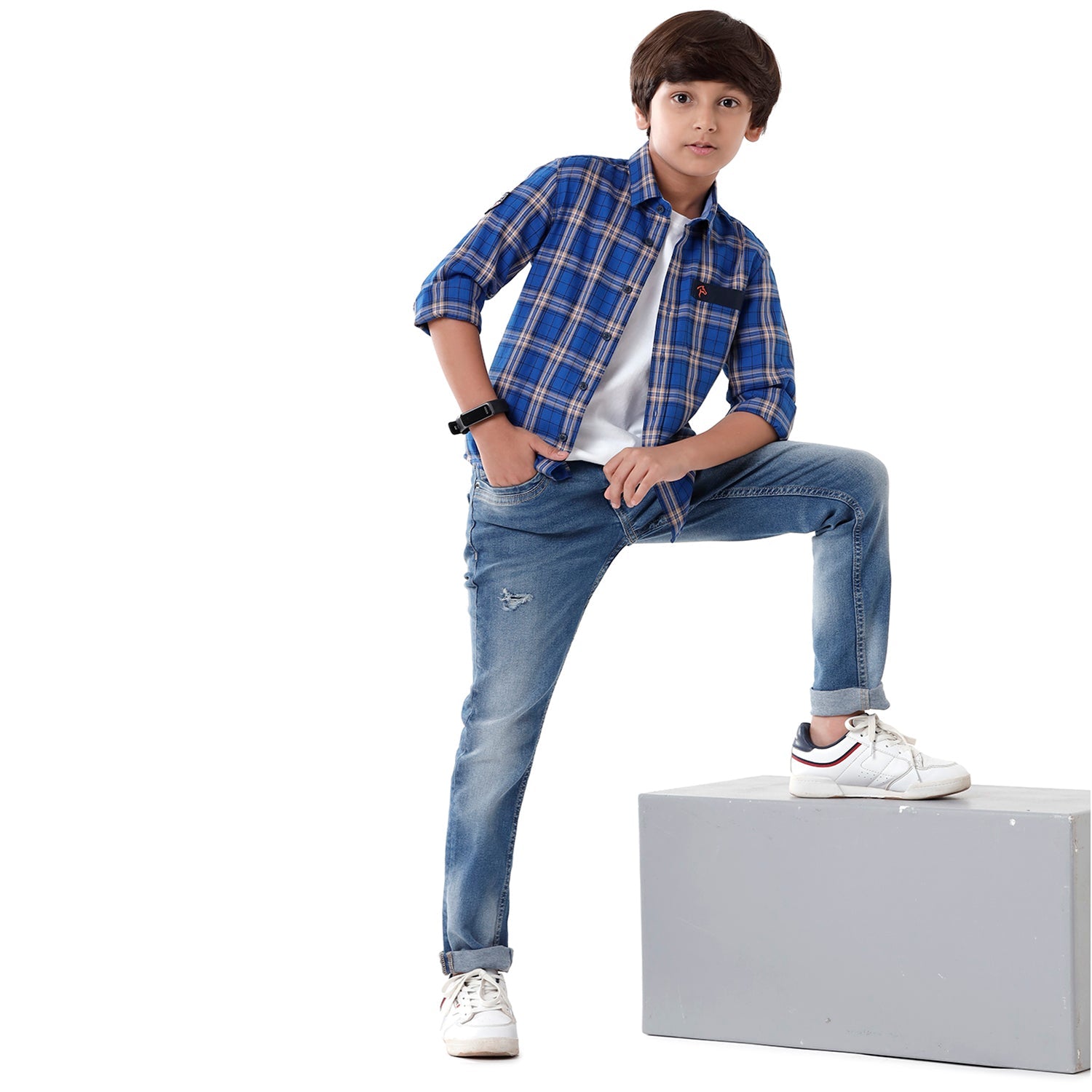 Classic Polo Bro Boys Checked Full Sleeve Slim Fit Blue Color Shirt - BBSH S2 28 B Shirts Classic Polo 
