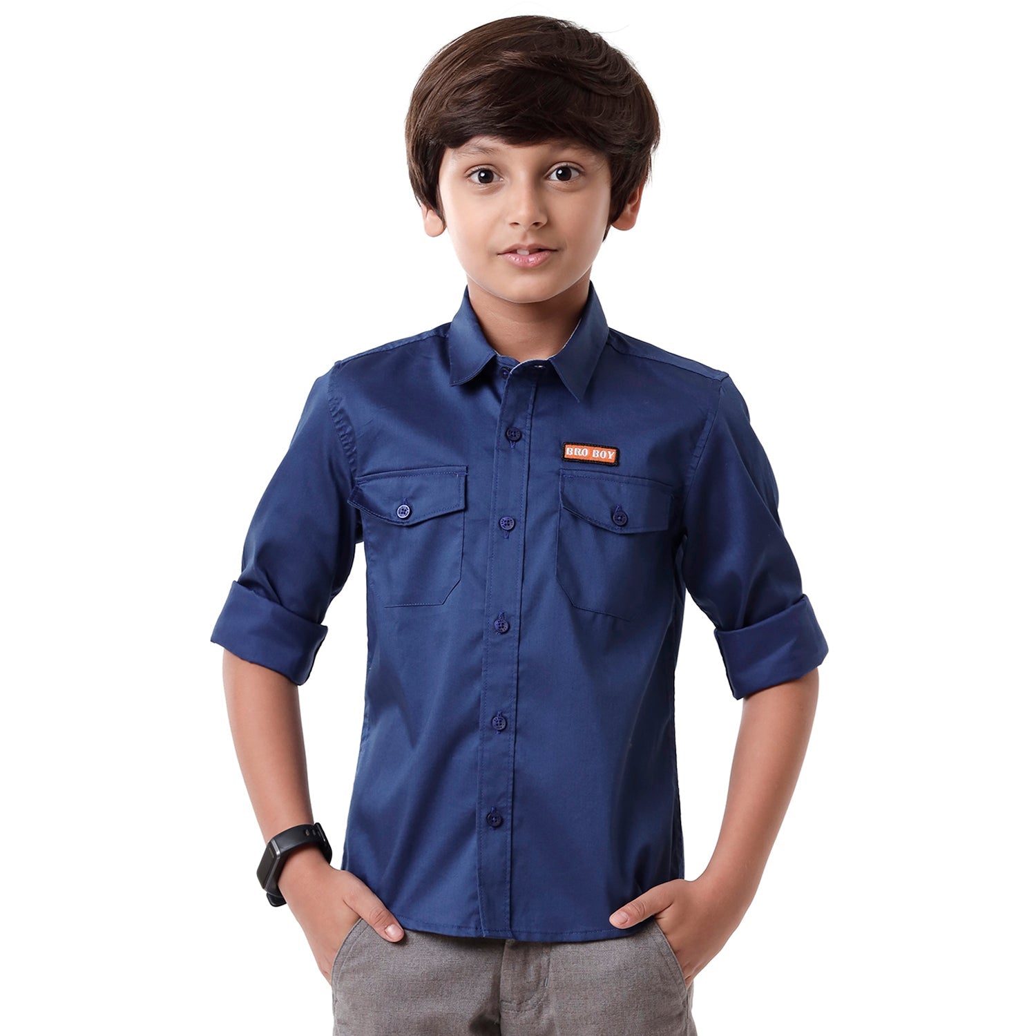Classic Polo Bro Boys Solid Full Sleeve Slim Fit Blue Color Shirt - BBSH S2 38 C Shirts Classic Polo 