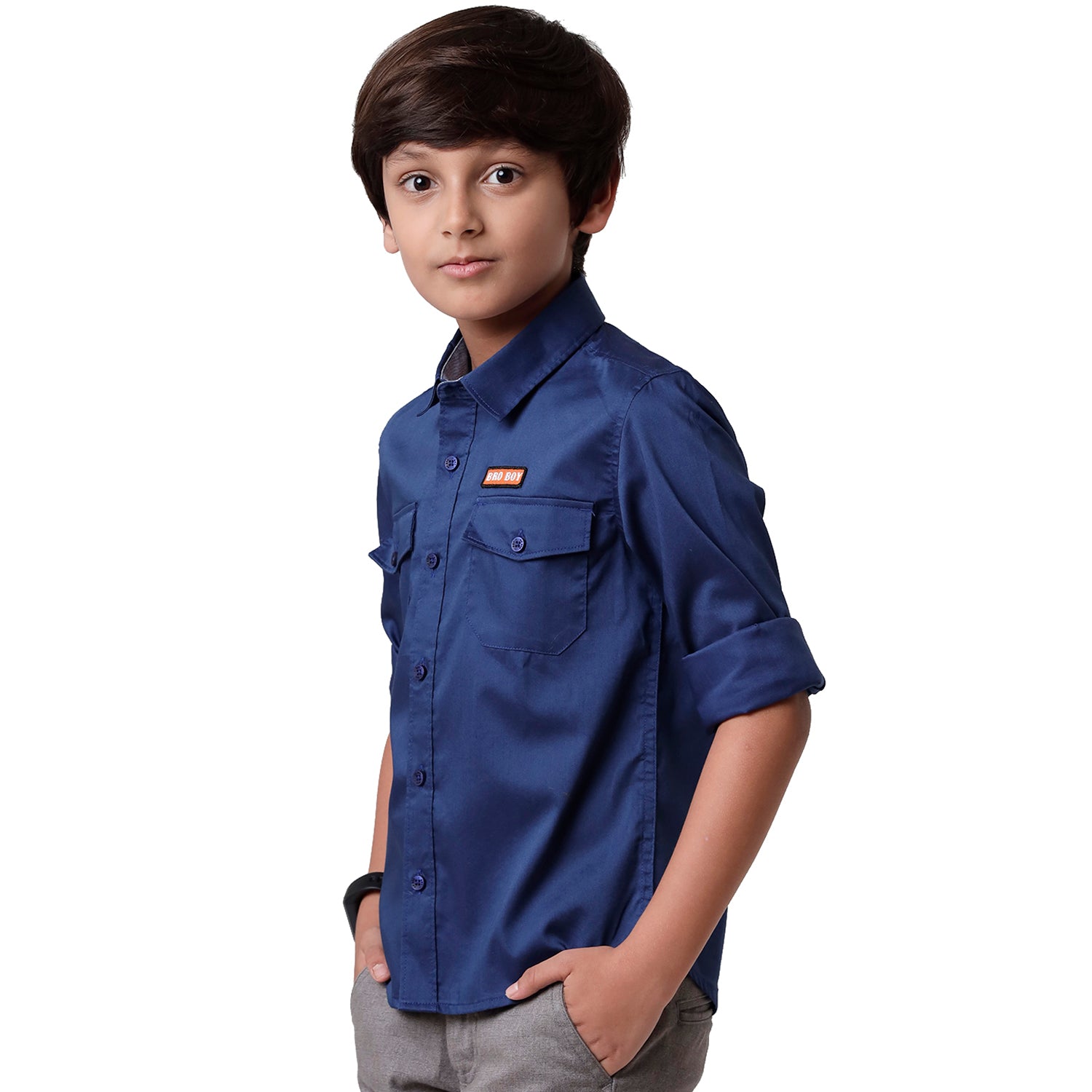Classic Polo Bro Boys Solid Full Sleeve Slim Fit Blue Color Shirt - BBSH S2 38 C Shirts Classic Polo 