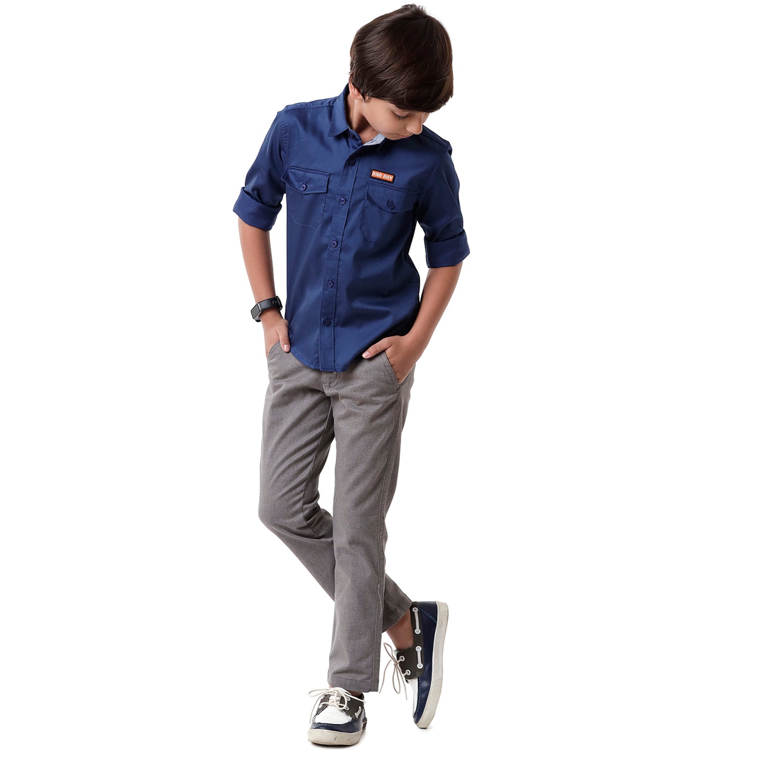 Classic Polo Bro Boys Solid Full Sleeve Slim Fit Blue Color Shirt - BBSH S2 38 C Shirts Classic Polo 