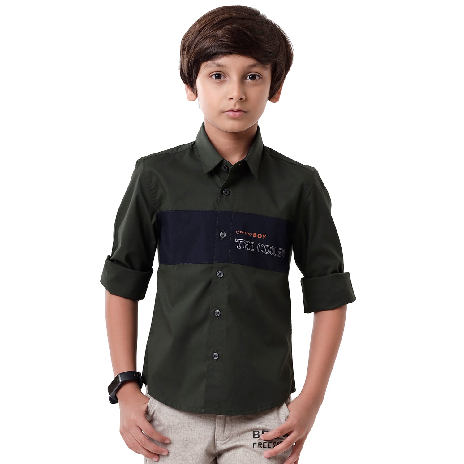 Classic Polo Bro Boys Solid Full Sleeve Slim Fit Dark Green Color Shirt - BBSH S2 39 I Shirts Classic Polo 
