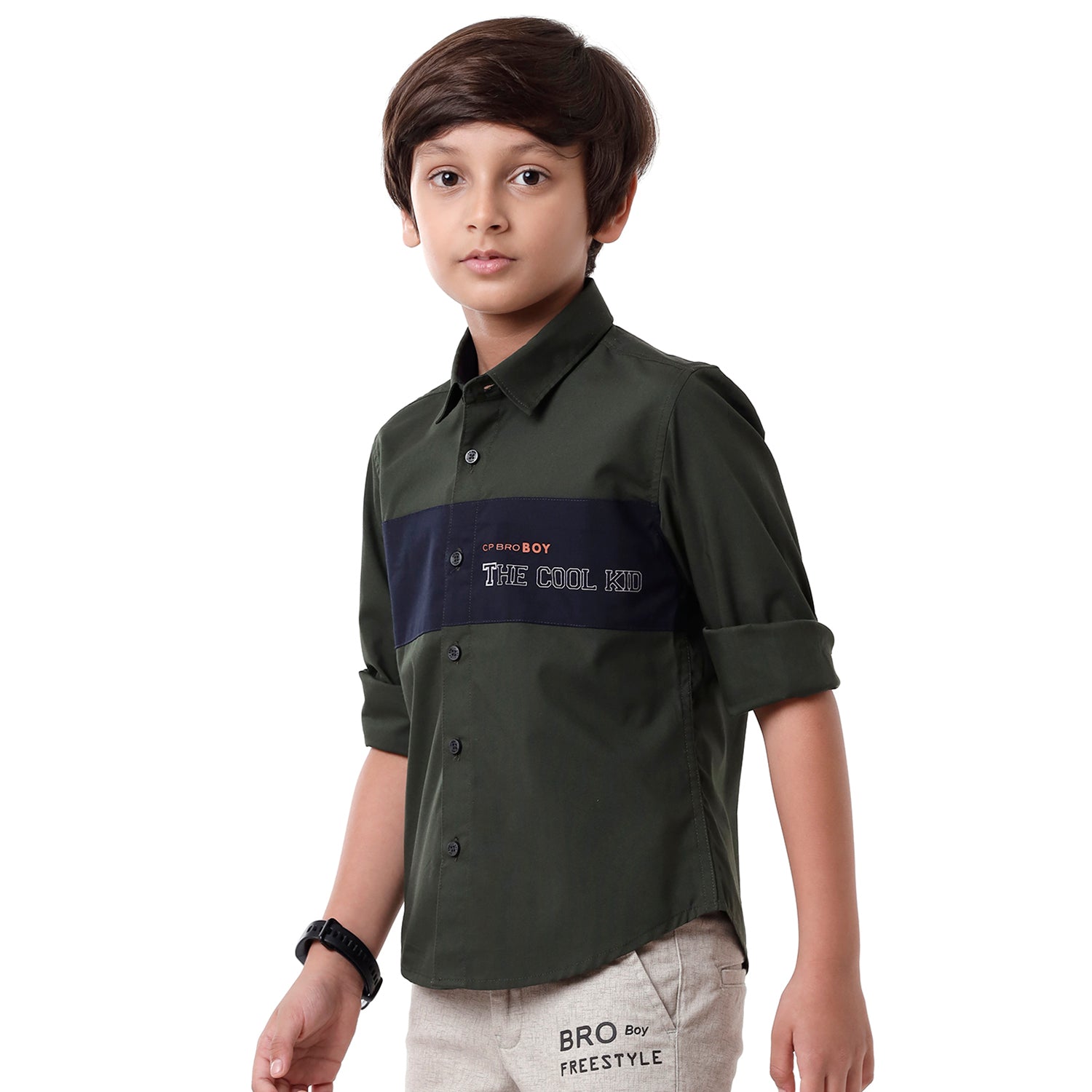 Classic Polo Bro Boys Solid Full Sleeve Slim Fit Dark Green Color Shirt - BBSH S2 39 I Shirts Classic Polo 
