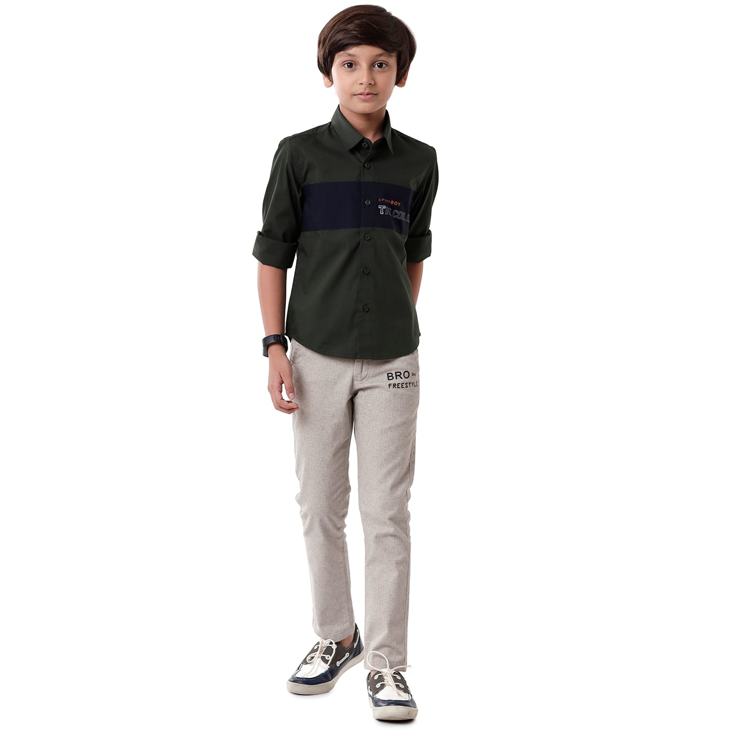 Classic Polo Bro Boys Solid Full Sleeve Slim Fit Dark Green Color Shirt - BBSH S2 39 I Shirts Classic Polo 