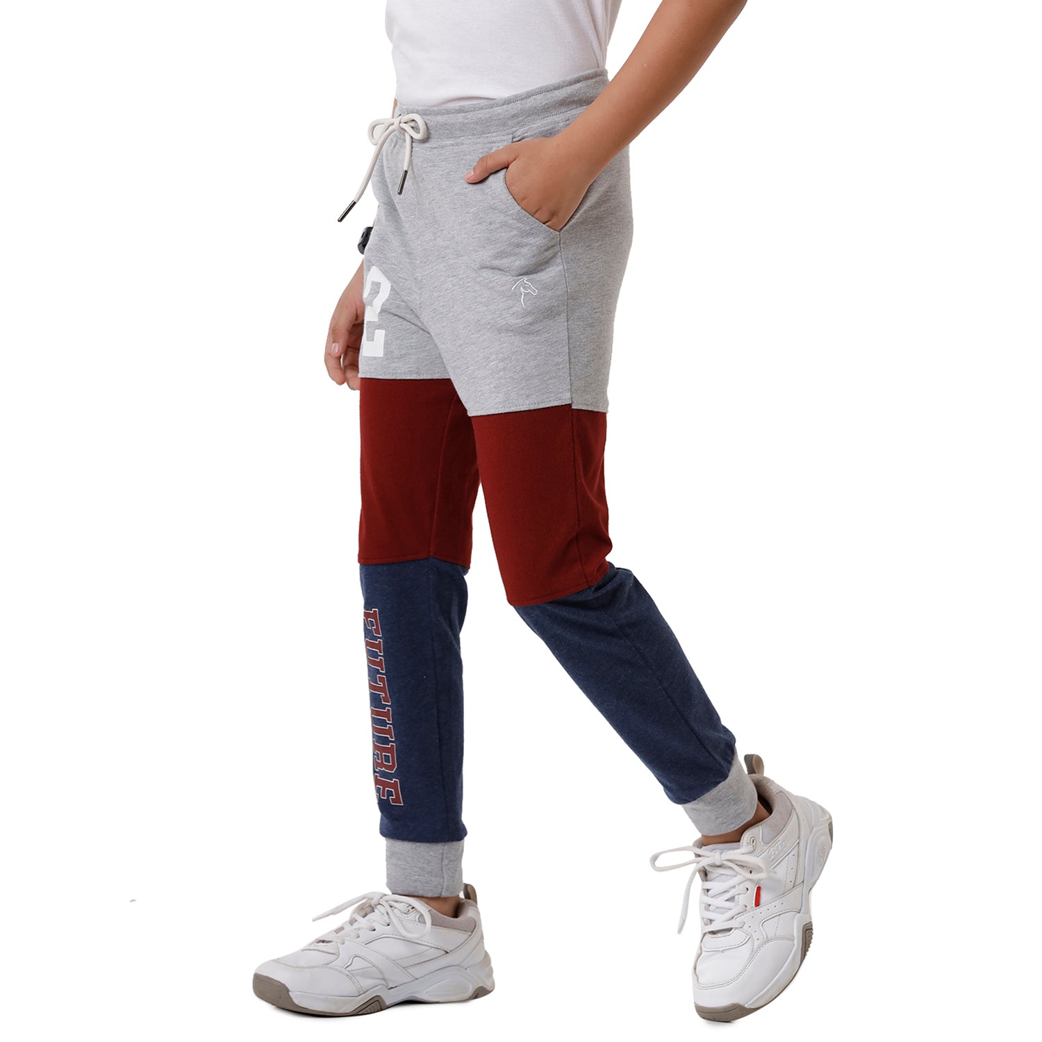 Classic Polo Bro Boys Color Block Slim Fit Grey Color Cotton Track Pant - BBTP 01 B Track Pants Classic Polo 