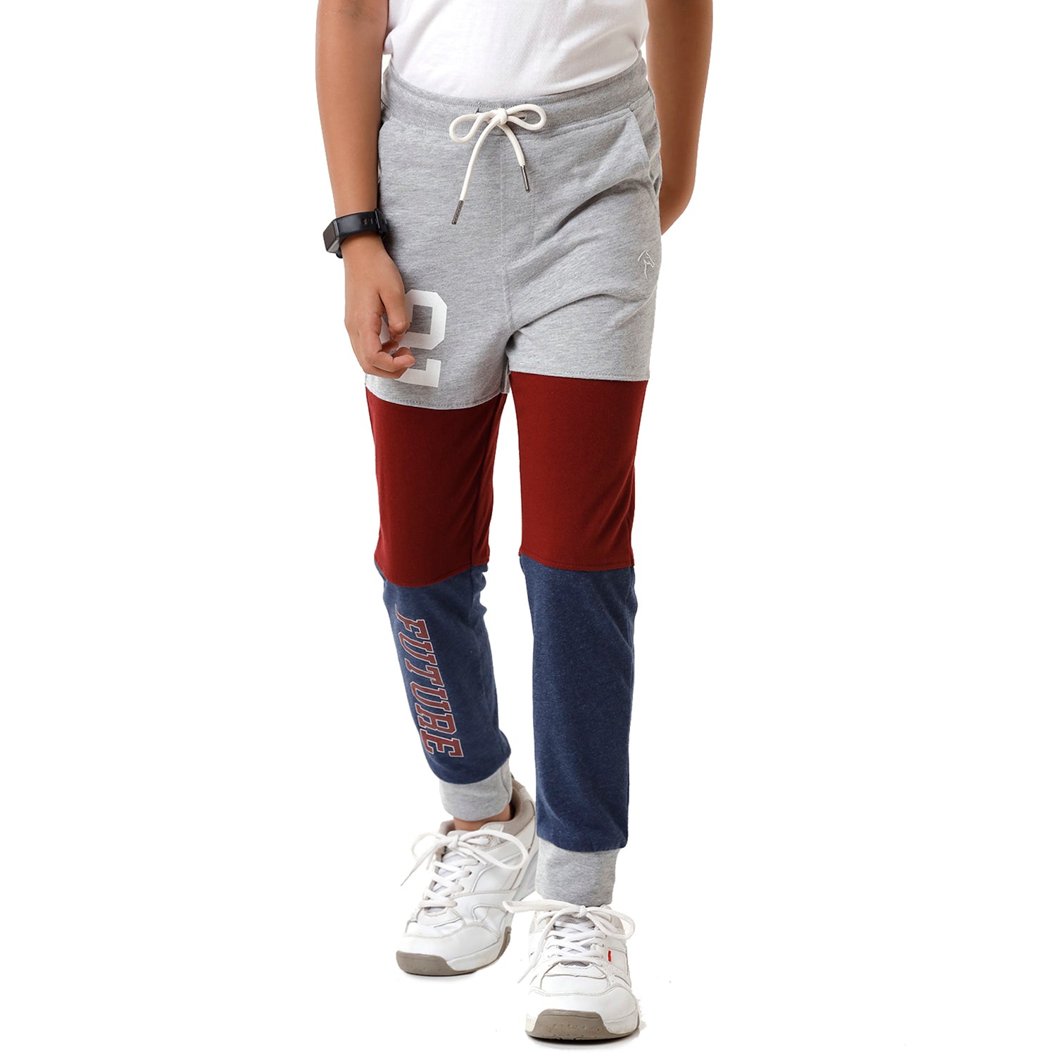 CP BRO BOYS Color Block Slim Fit Grey Color Cotton Track Pant BBTP 01 B