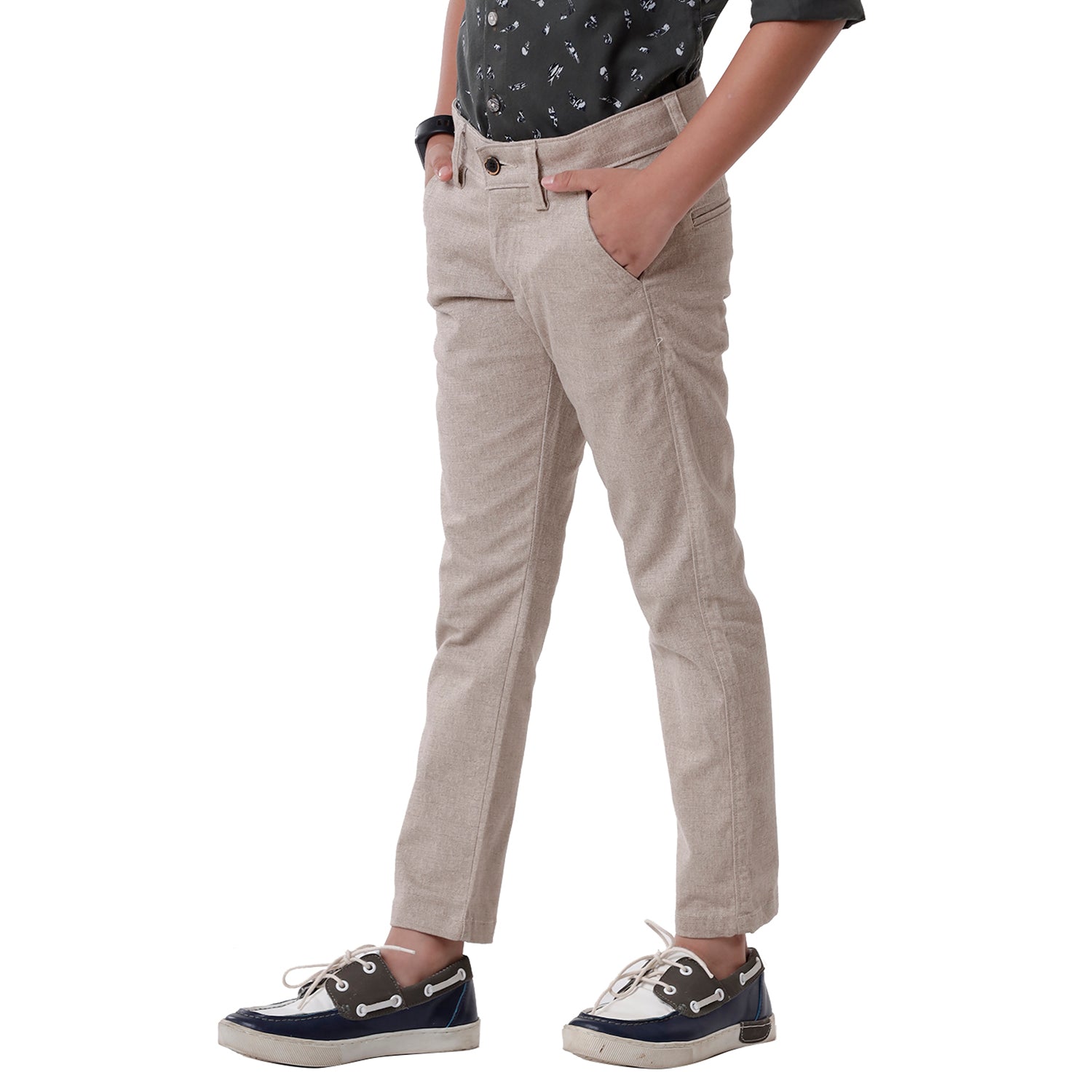 Classic Polo Bro Boys Cotton Solid Slim Fit Light Grey Color Trouser - BBTR S2 01 A Pants Classic Polo 