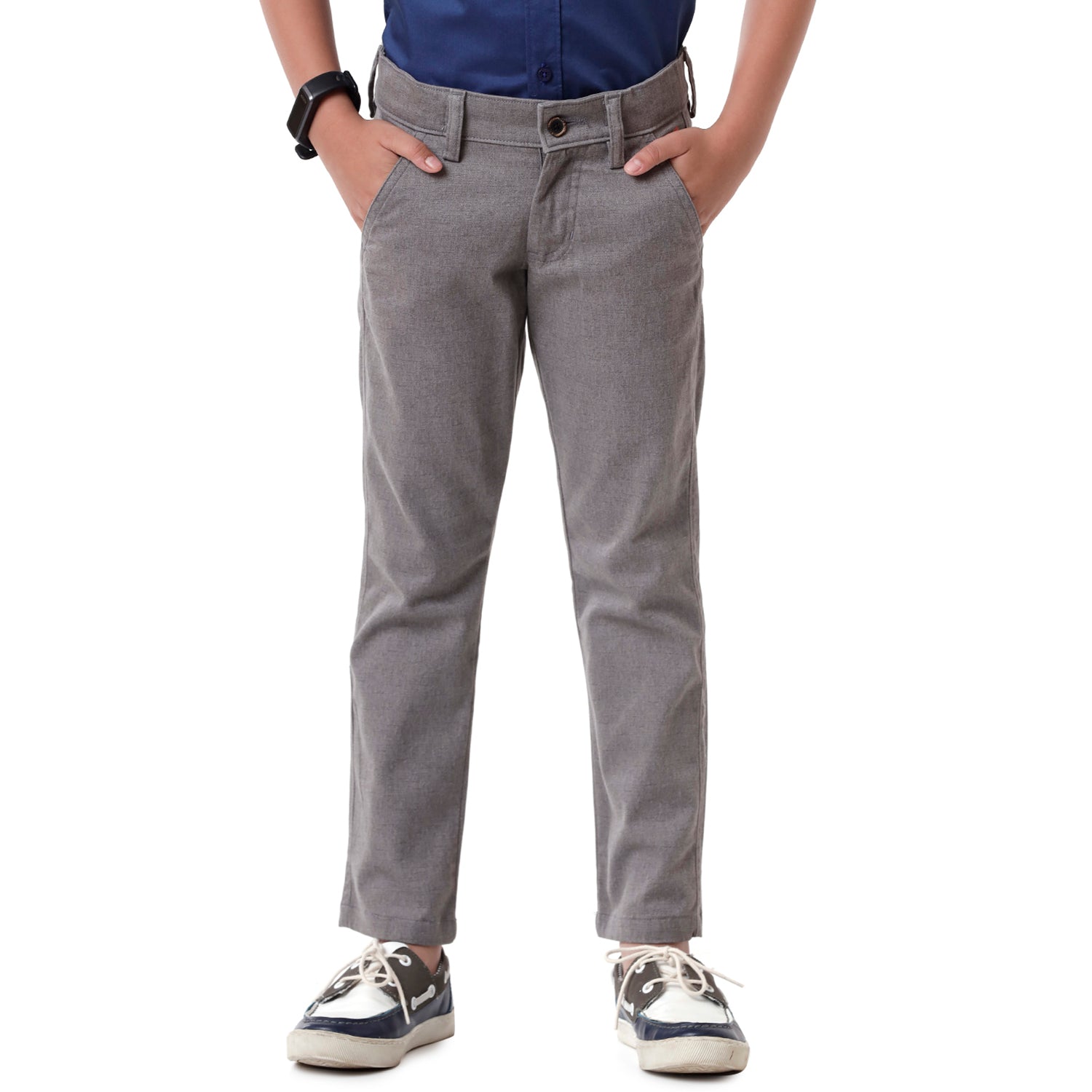Classic Polo Bro Boys Cotton Solid Slim Fit Grey Color Trouser - BBTR S2 01 C Classic Polo 