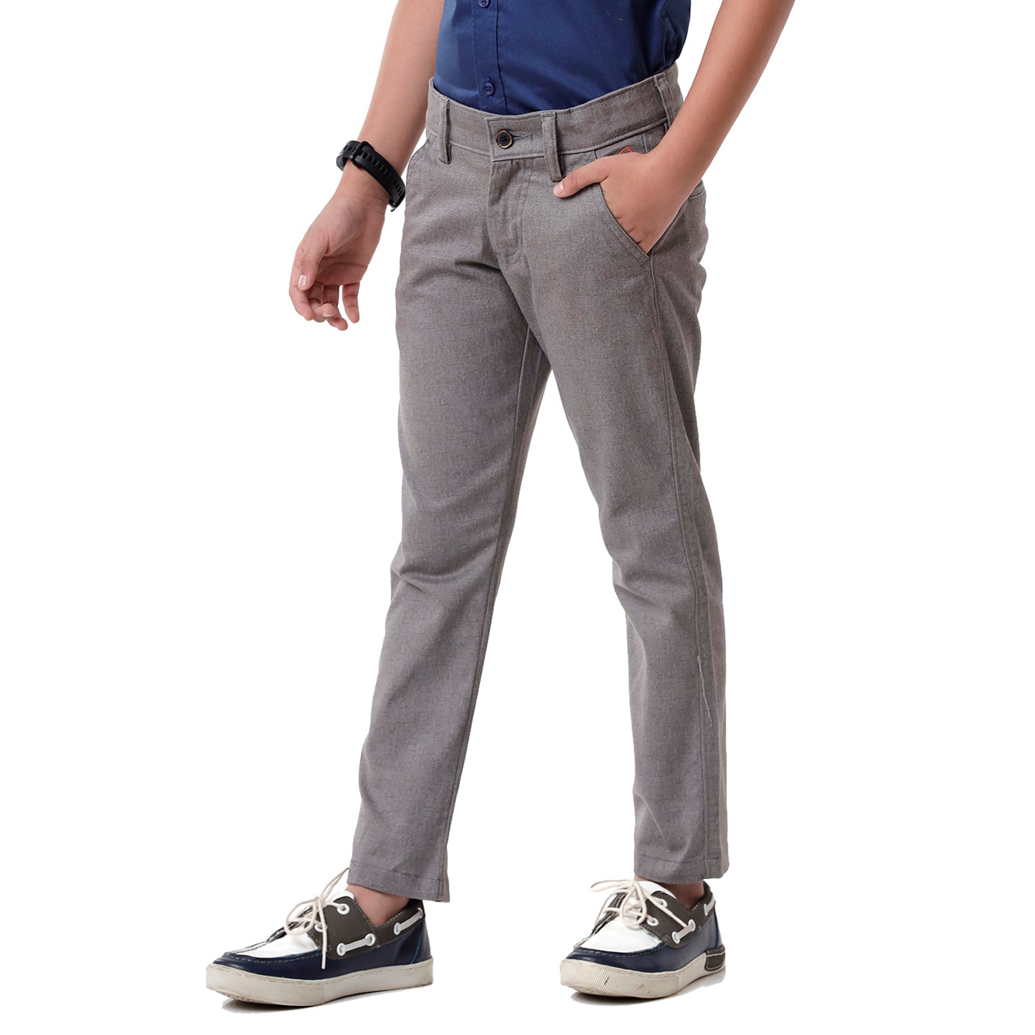 Classic Polo Bro Boys Cotton Solid Slim Fit Grey Color Trouser - BBTR S2 01 C Classic Polo 