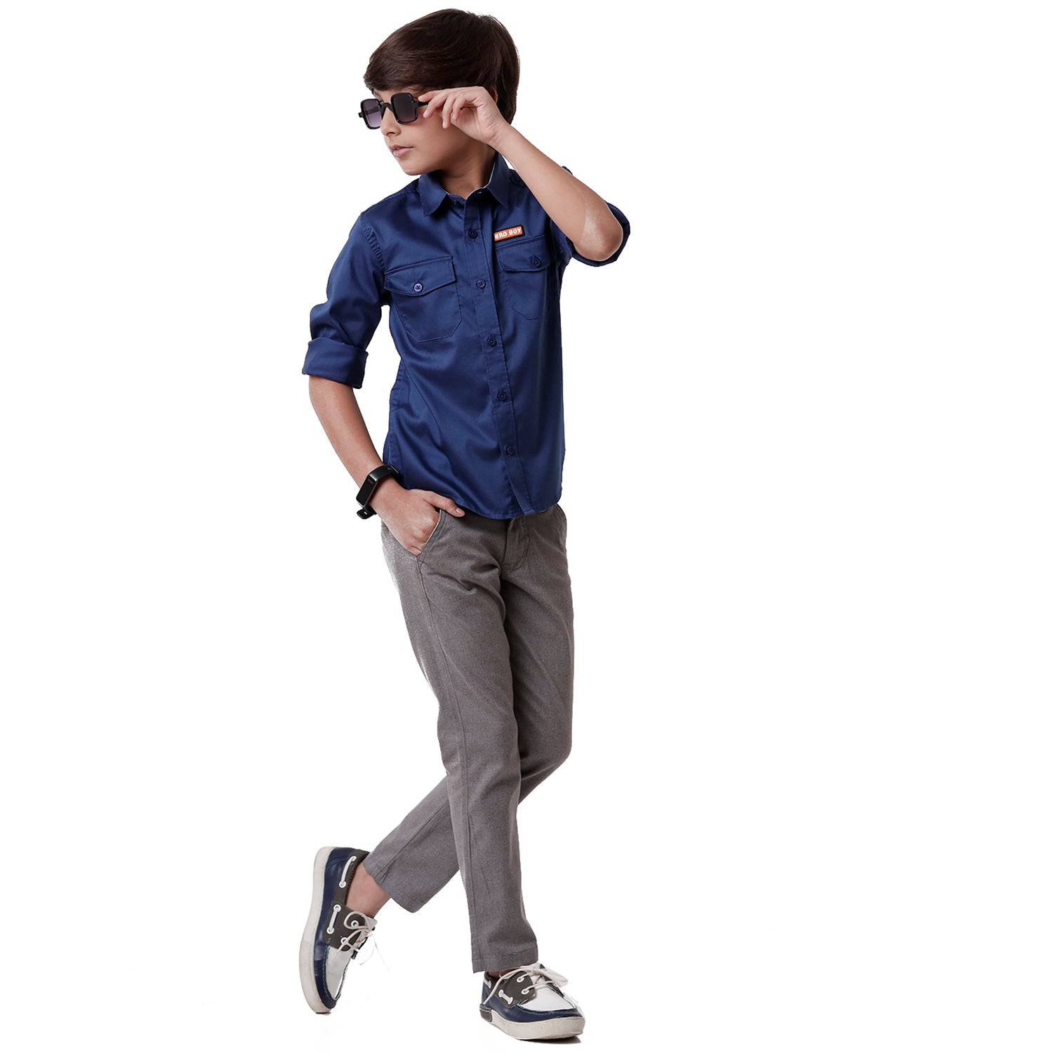 Classic Polo Bro Boys Cotton Solid Slim Fit Grey Color Trouser - BBTR S2 01 C Classic Polo 