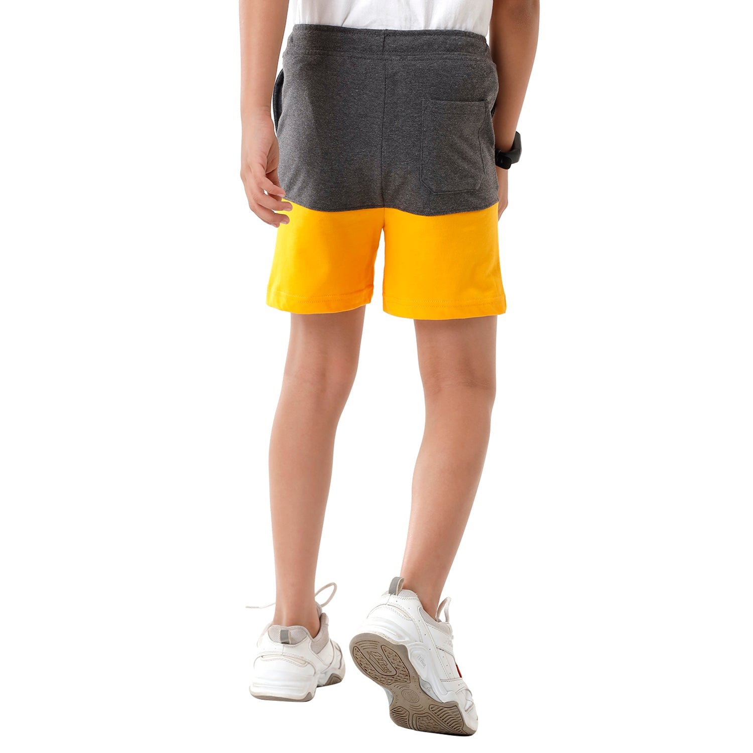 Classic Polo Bro Boys Color Block Slim Fit Grey with Yellow Color Cotton Shorts - BBTS 02 B Shorts Classic Polo 