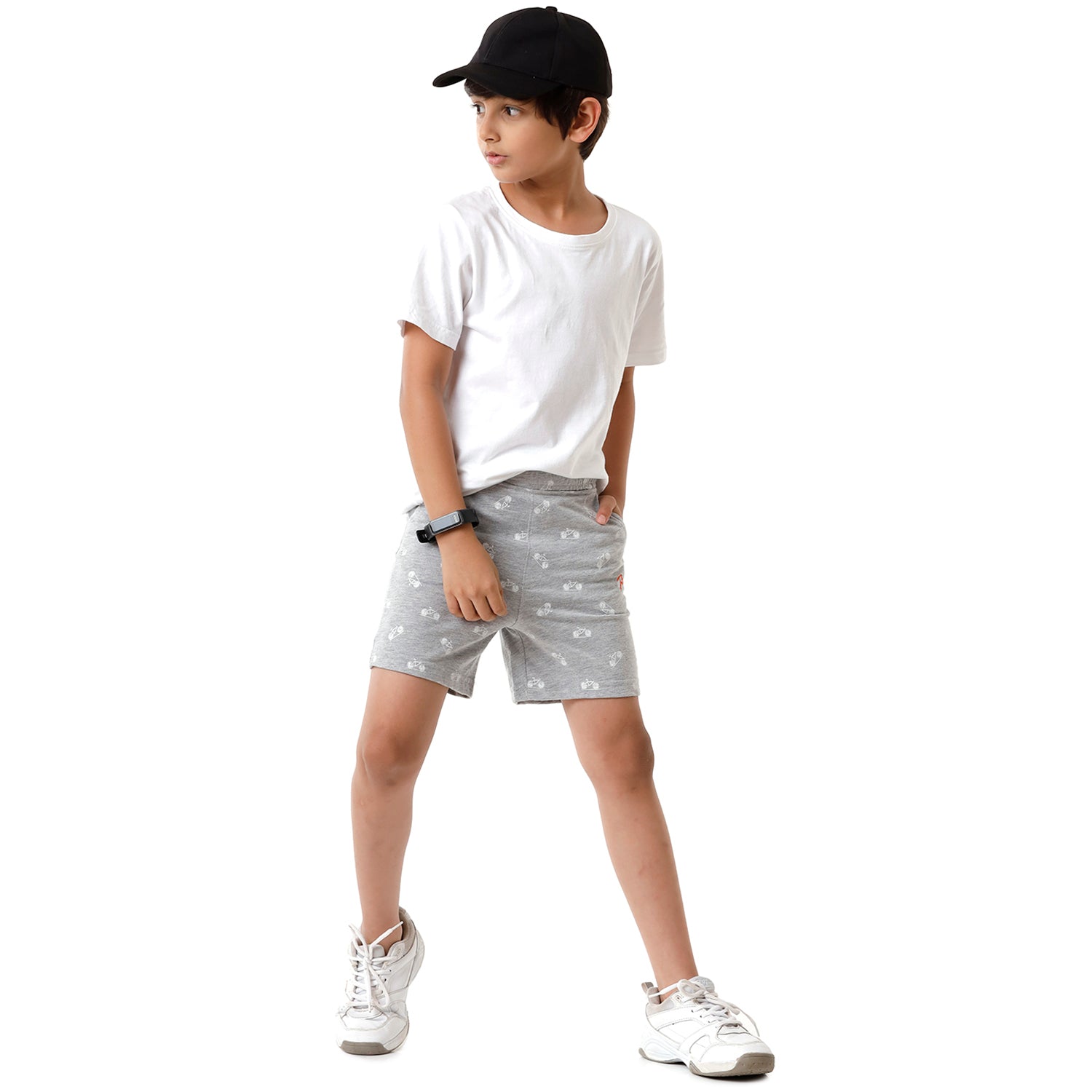 Classic Polo Bro Boys Printed Slim Fit Grey Color Cotton Shorts - BBTS 03 B Shorts Classic Polo 