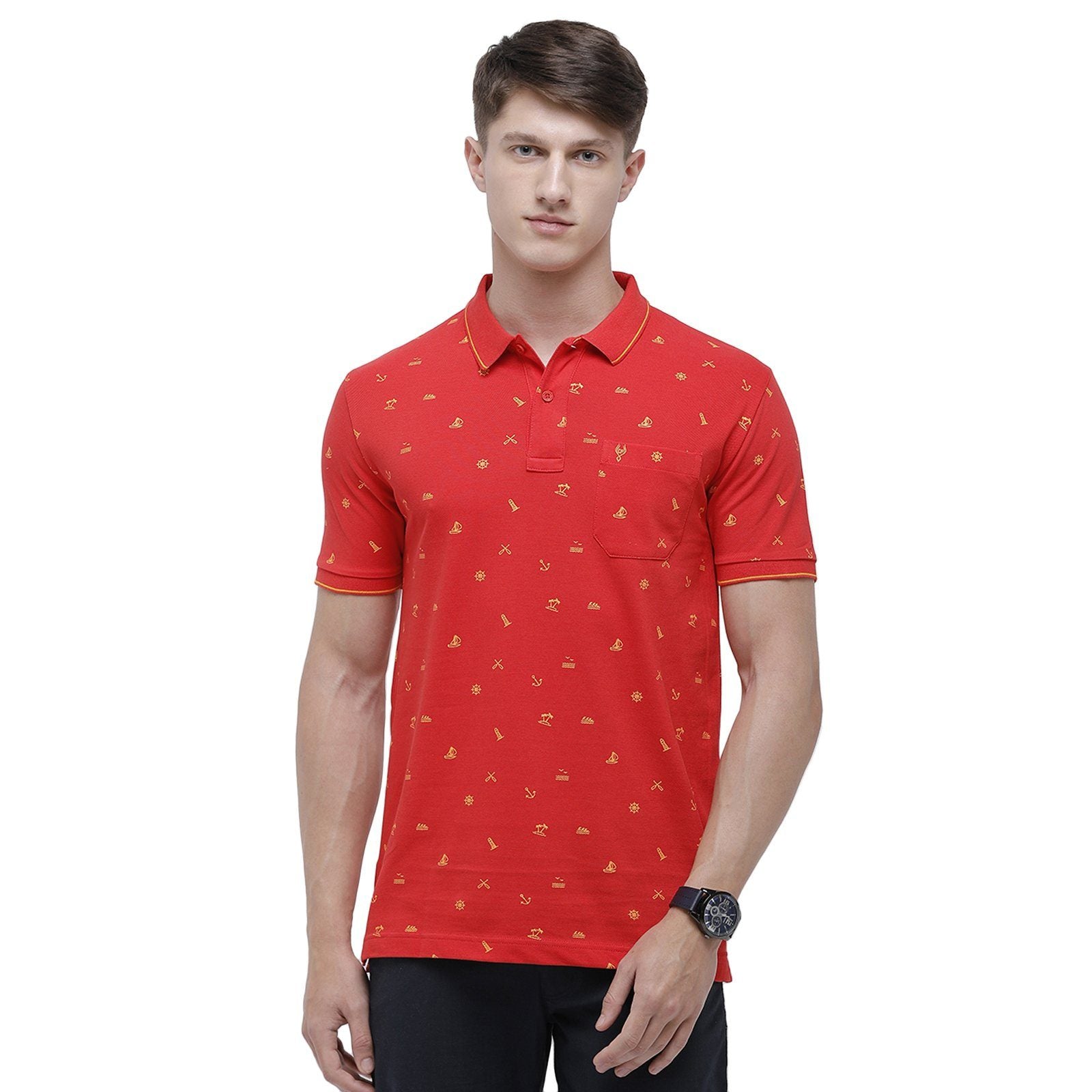 Classic polo Men's Polo Neck Half Sleeve Orange 100% Cotton Slim Fit T-Shirt BEAU - 121 A SF P T-shirt Classic Polo 