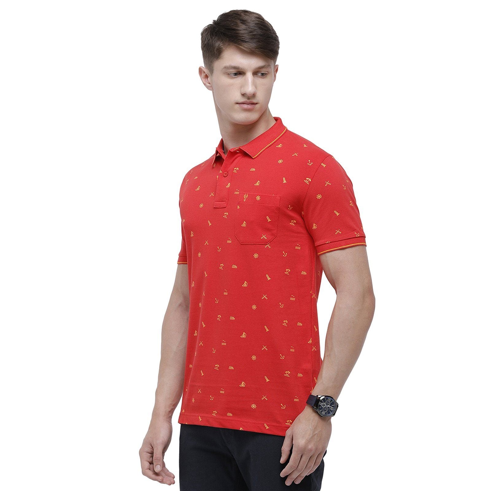 Classic polo Men's Polo Neck Half Sleeve Orange 100% Cotton Slim Fit T-Shirt BEAU - 121 A SF P T-shirt Classic Polo 