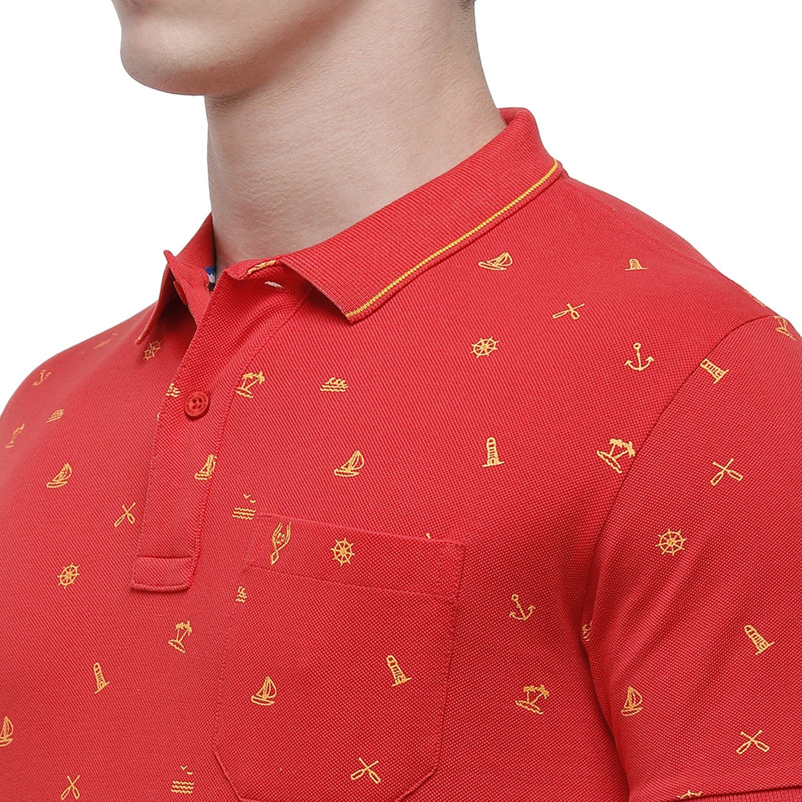 Classic polo Men's Polo Neck Half Sleeve Orange 100% Cotton Slim Fit T-Shirt BEAU - 121 A SF P T-shirt Classic Polo 