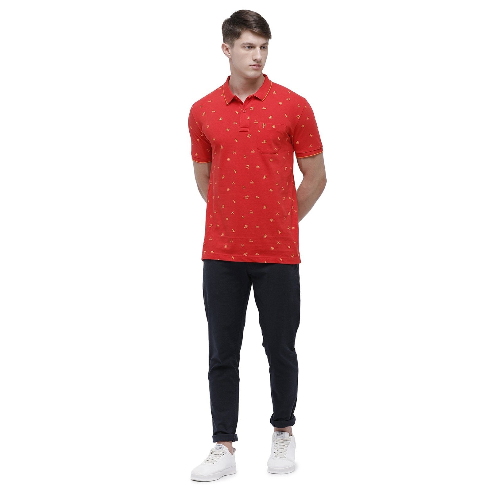 Classic polo Men's Polo Neck Half Sleeve Orange 100% Cotton Slim Fit T-Shirt BEAU - 121 A SF P T-shirt Classic Polo 
