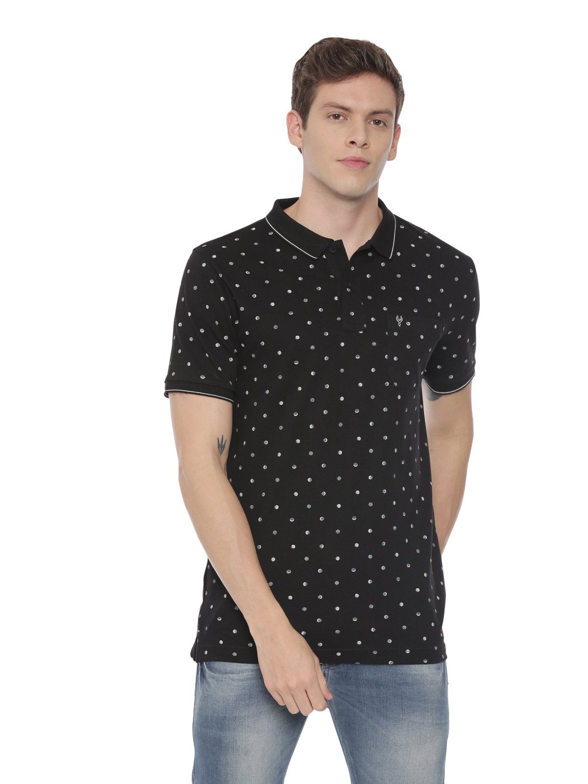 Classic polo Men's Polo Neck Half Sleeve Black 100% Cotton Slim Fit T-Shirt BEAU - 123 B SF P T-shirt Classic Polo 