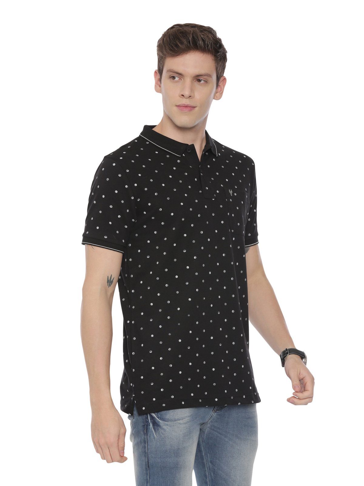 Classic polo Men's Polo Neck Half Sleeve Black 100% Cotton Slim Fit T-Shirt BEAU - 123 B SF P T-shirt Classic Polo 