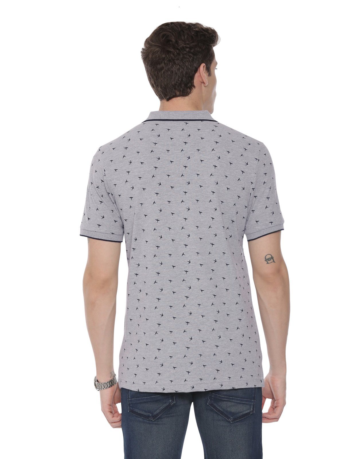 Classic polo Men's Polo Neck Half Sleeve Grey 100% Cotton Slim Fit T-Shirt BELLO - 124 B SF P T-shirt Classic Polo 