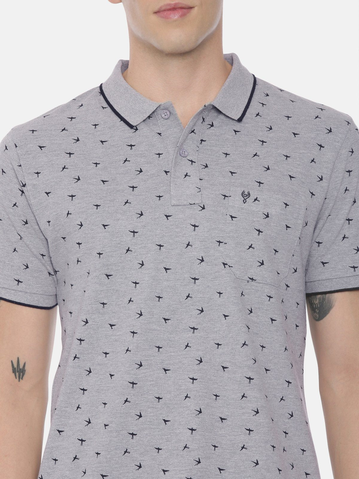 Classic polo Men's Polo Neck Half Sleeve Grey 100% Cotton Slim Fit T-Shirt BELLO - 124 B SF P T-shirt Classic Polo 