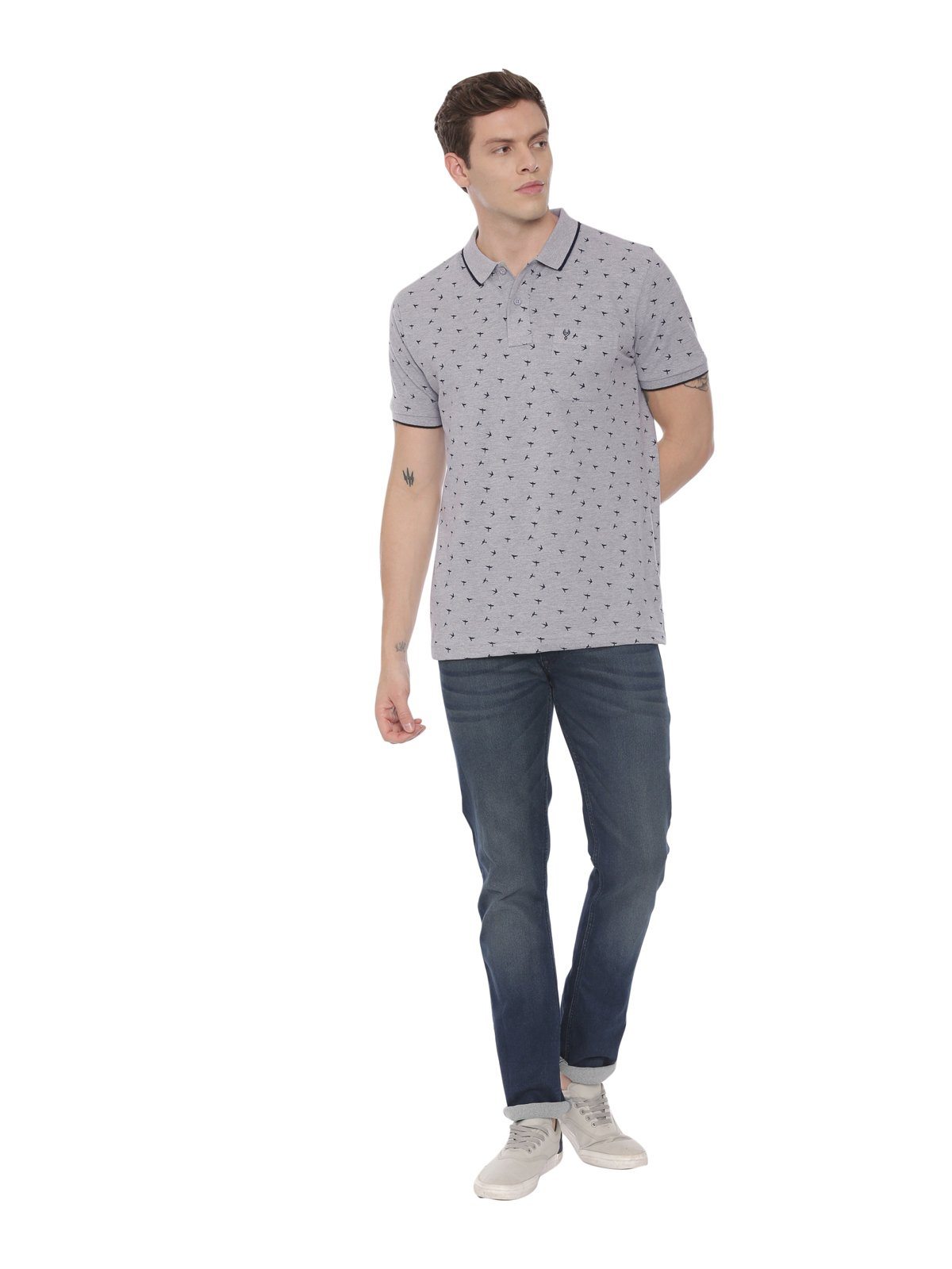 Classic polo Men's Polo Neck Half Sleeve Grey 100% Cotton Slim Fit T-Shirt BELLO - 124 B SF P T-shirt Classic Polo 