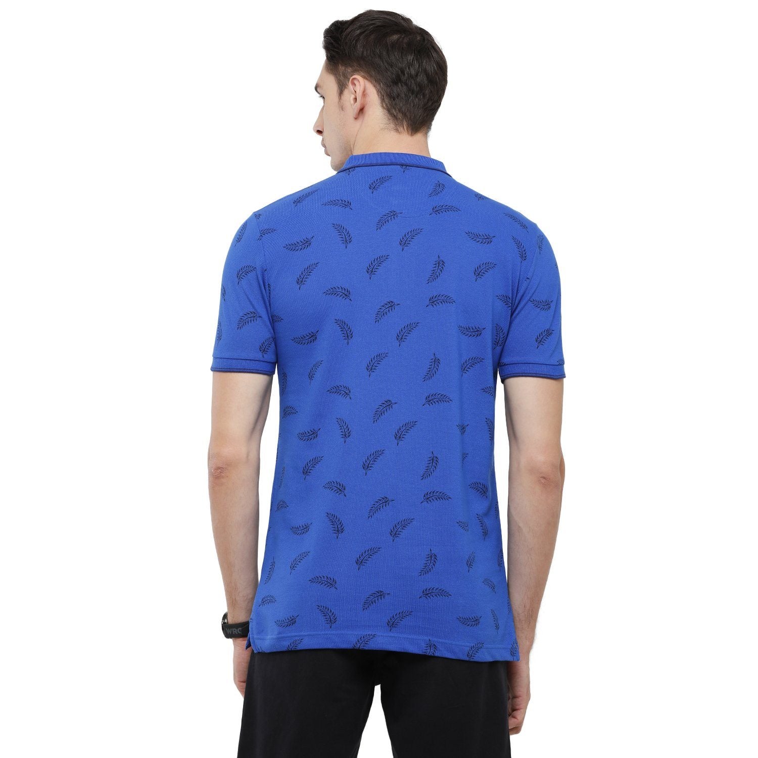 Classic Polo Mens Printed Slim Fit Half Sleeve Polo Neck Blue T-Shirt - BEAU - 141 B SF P T-shirt Classic Polo 