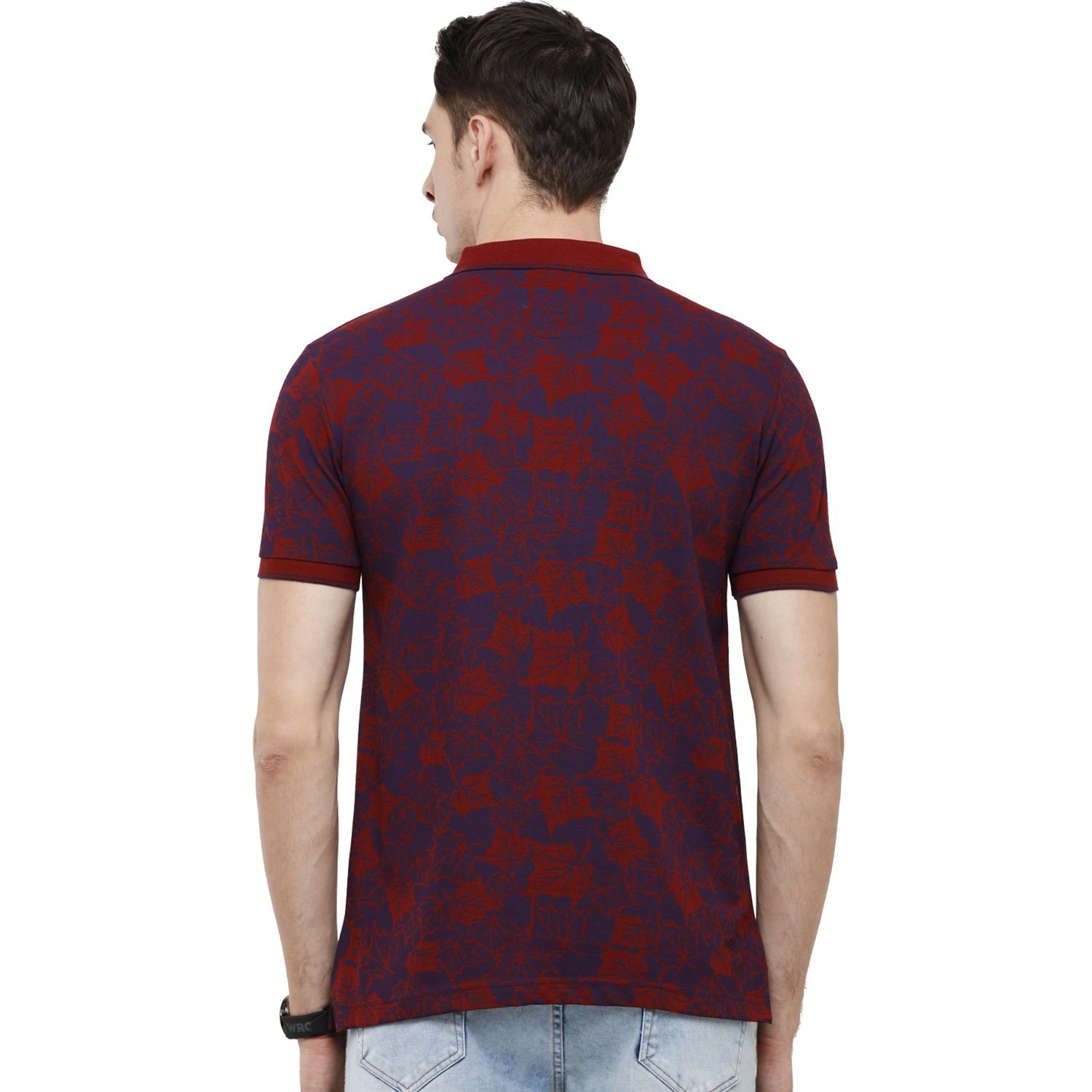 Classic Polo Mens Printed Slim Fit Half Sleeve Polo Neck Red T-Shirt - BEAU - 146 A SF P T-shirt Classic Polo 