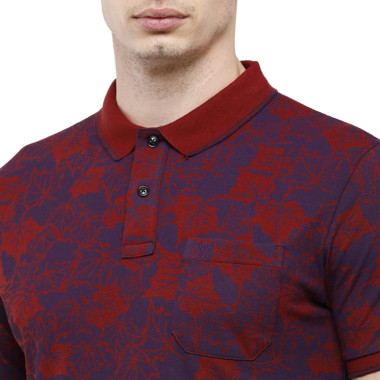 Classic Polo Mens Printed Slim Fit Half Sleeve Polo Neck Red T-Shirt - BEAU - 146 A SF P T-shirt Classic Polo 