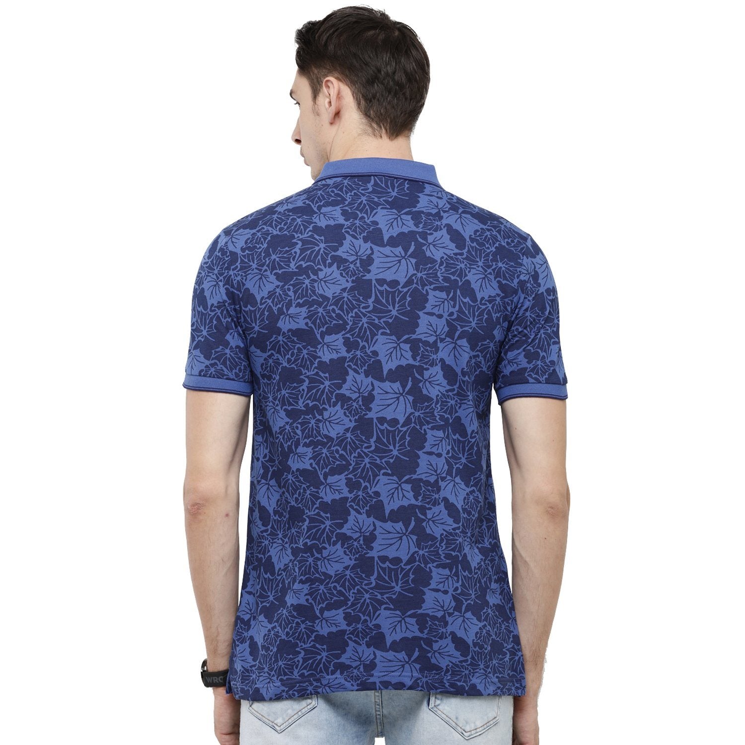 Classic Polo Mens Printed Slim Fit Half Sleeve Polo Neck Blue T-Shirt - BEAU - 146 B SF P T-shirt Classic Polo 