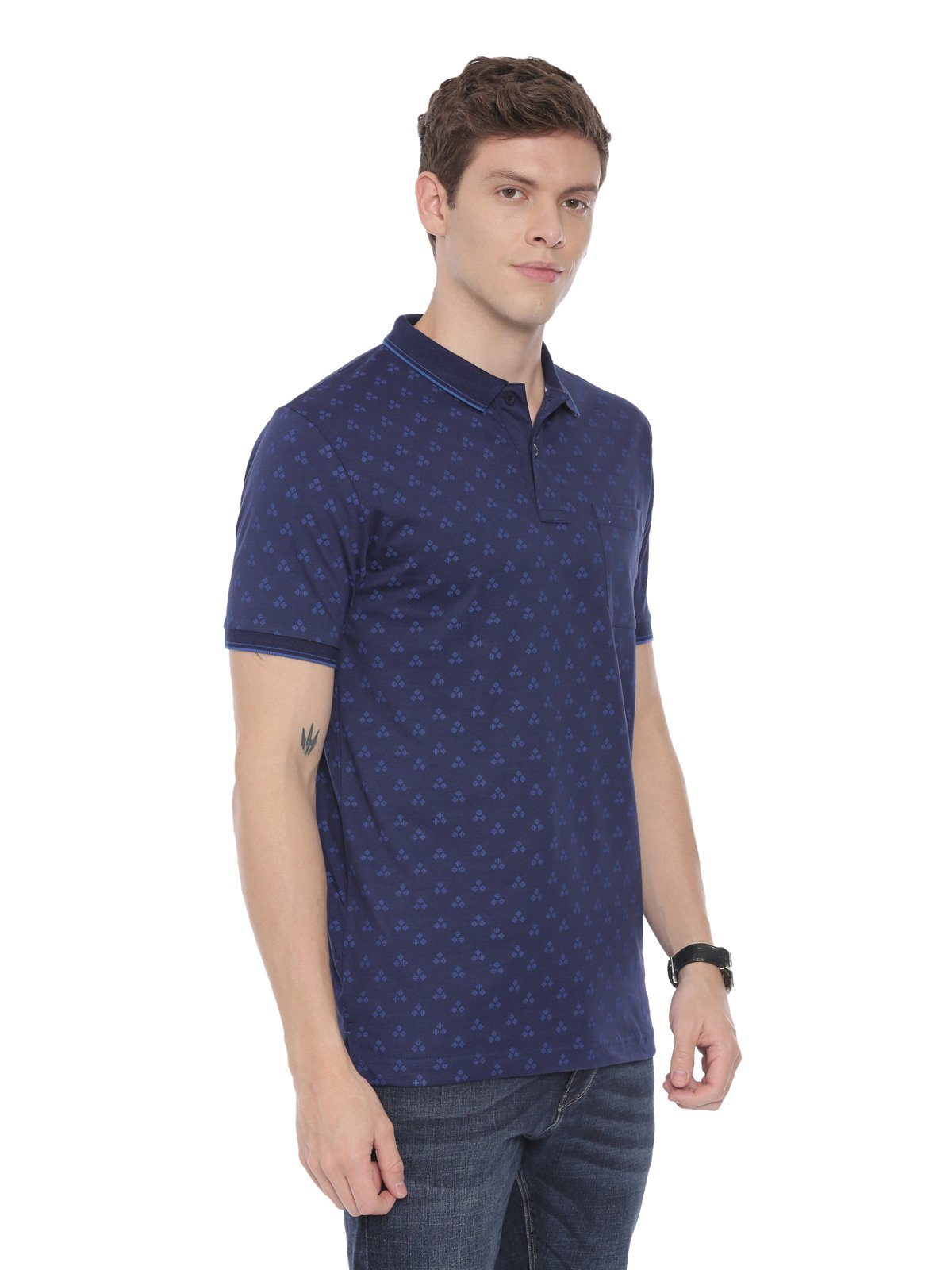 Classic polo Men's Polo Neck Half Sleeve Navy Blue 100% Cotton Slim Fit T-Shirt BELLO - 121 A SF P T-shirt Classic Polo 