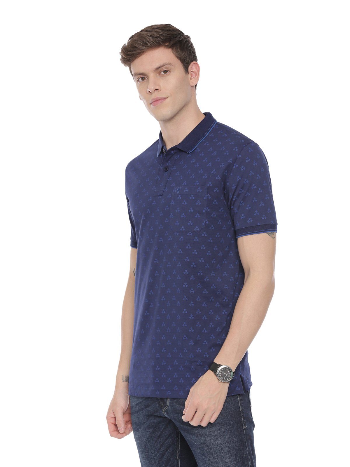 Classic polo Men's Polo Neck Half Sleeve Navy Blue 100% Cotton Slim Fit T-Shirt BELLO - 121 A SF P T-shirt Classic Polo 