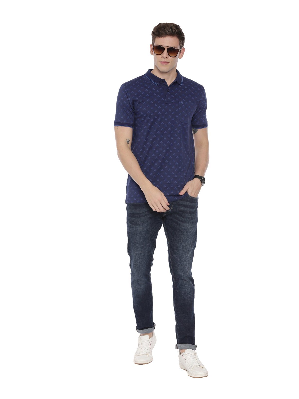Classic polo Men's Polo Neck Half Sleeve Navy Blue 100% Cotton Slim Fit T-Shirt BELLO - 121 A SF P T-shirt Classic Polo 