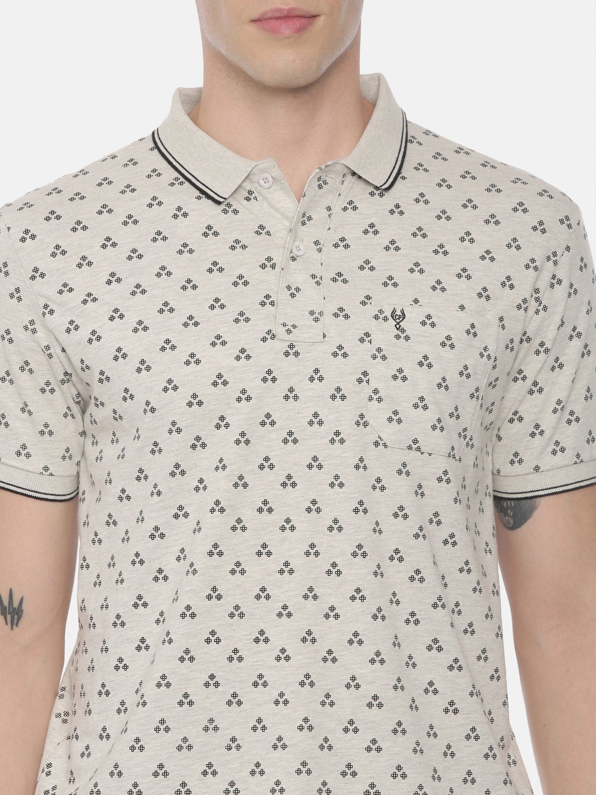 Classic polo Men's Polo Neck Half Sleeve Grey Mélange 100% Cotton Slim Fit T-Shirt BELLO - 121 B SF P T-shirt Classic Polo 