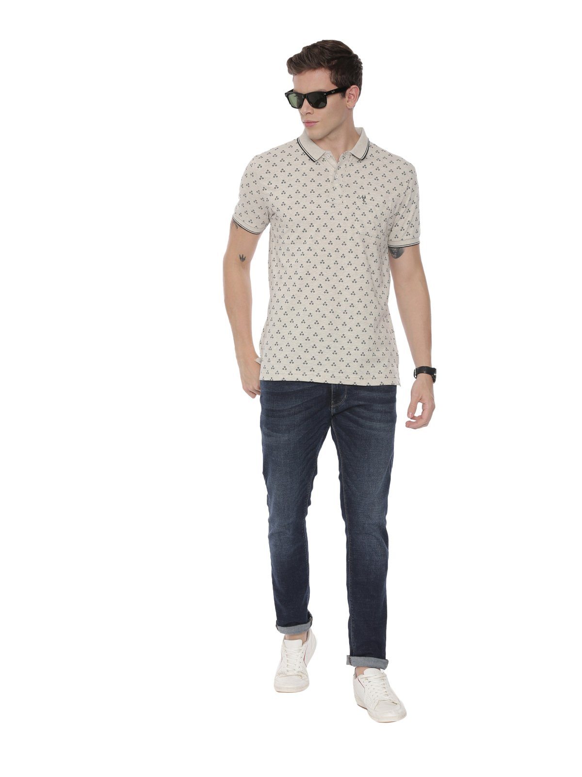 Classic polo Men's Polo Neck Half Sleeve Grey Mélange 100% Cotton Slim Fit T-Shirt BELLO - 121 B SF P T-shirt Classic Polo 
