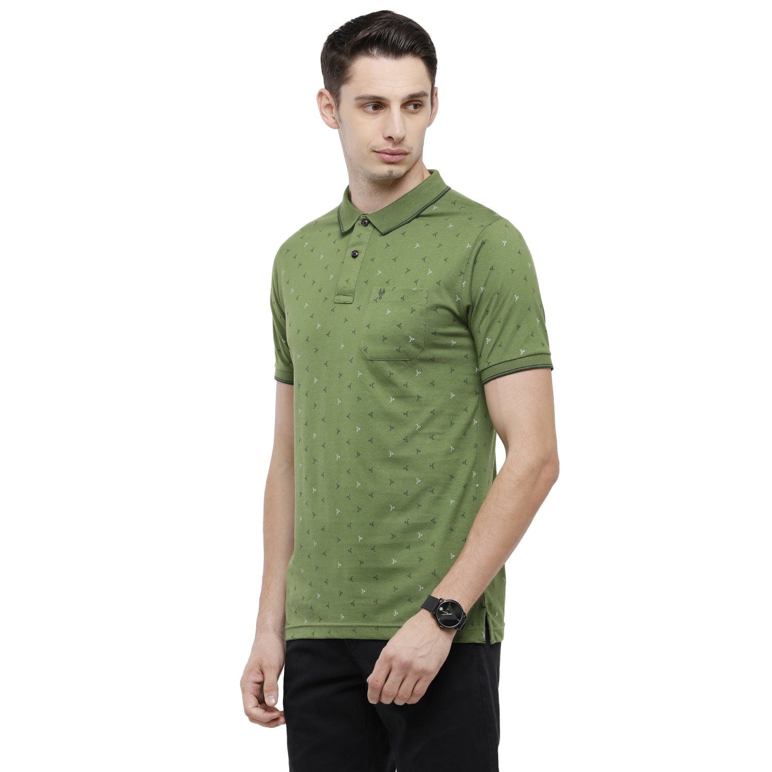 Classic Polo Mens Printed Slim Fit Half Sleeve Polo Neck Green T-Shirt - BELLO - 151 A SF P T-shirt Classic Polo 