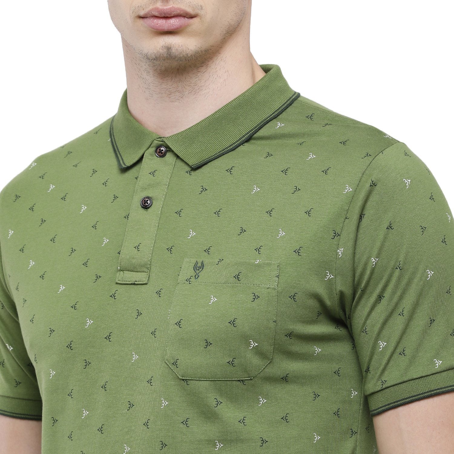 Classic Polo Mens Printed Slim Fit Half Sleeve Polo Neck Green T-Shirt - BELLO - 151 A SF P T-shirt Classic Polo 