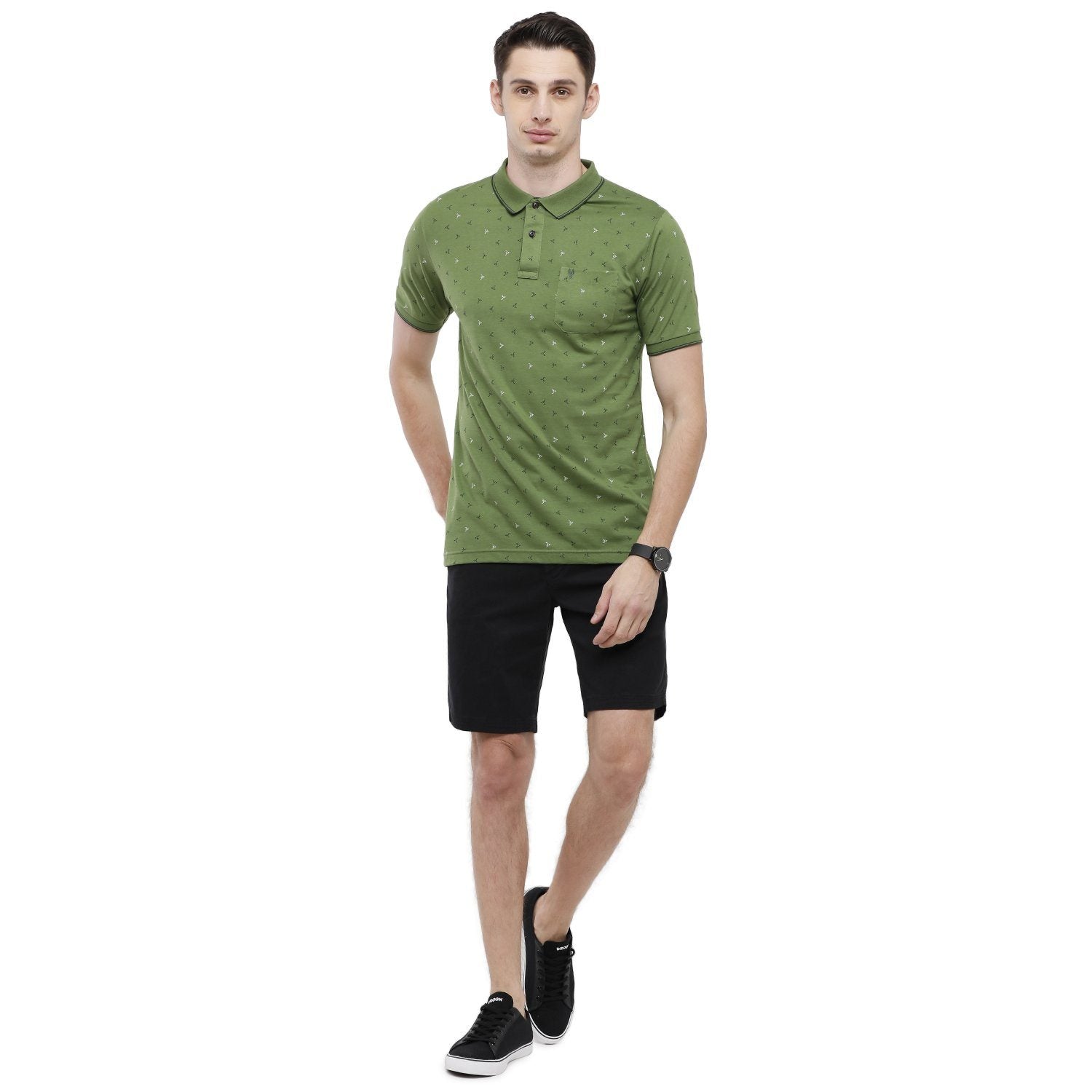 Classic Polo Mens Printed Slim Fit Half Sleeve Polo Neck Green T-Shirt - BELLO - 151 A SF P T-shirt Classic Polo 