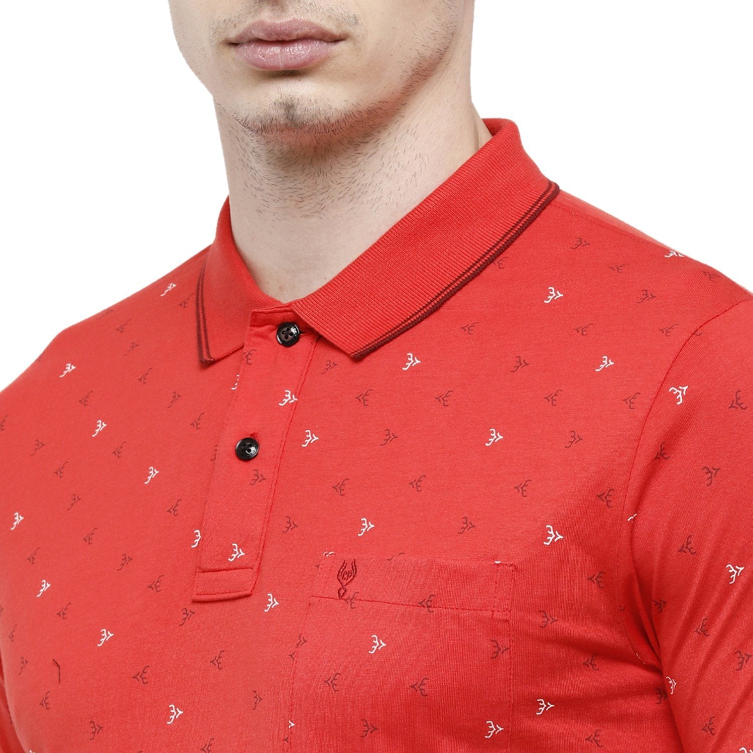 Classic Polo Mens Printed Slim Fit Half Sleeve Polo Neck Red T-Shirt - BELLO - 151 B SF P T-shirt Classic Polo 