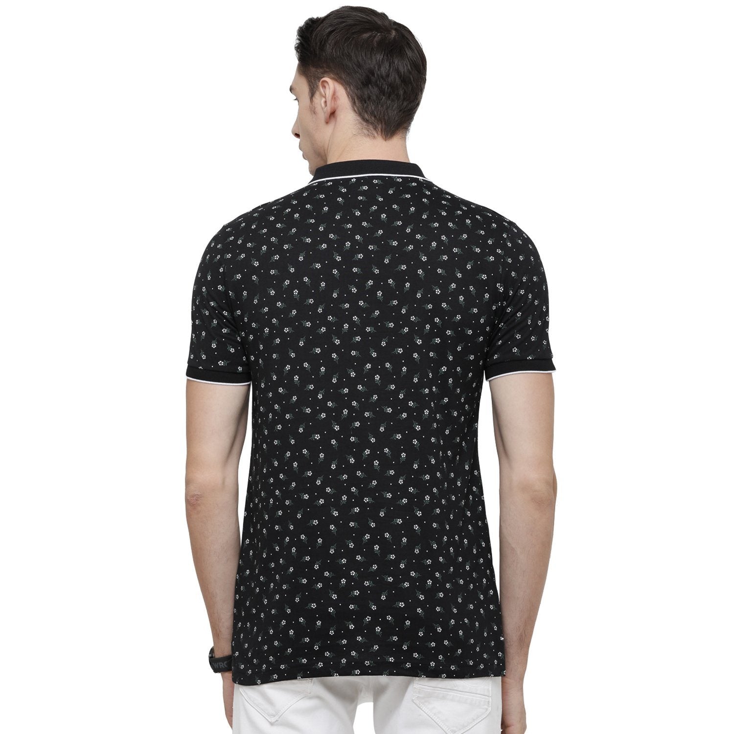 Classic Polo Mens Printed Slim Fit Half Sleeve Polo Neck Black T-Shirt - BELLO - 157 A SF P T-shirt Classic Polo 