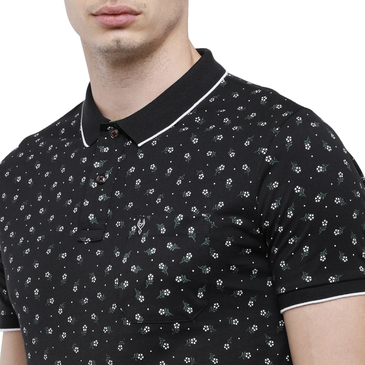 Classic Polo Mens Printed Slim Fit Half Sleeve Polo Neck Black T-Shirt - BELLO - 157 A SF P T-shirt Classic Polo 