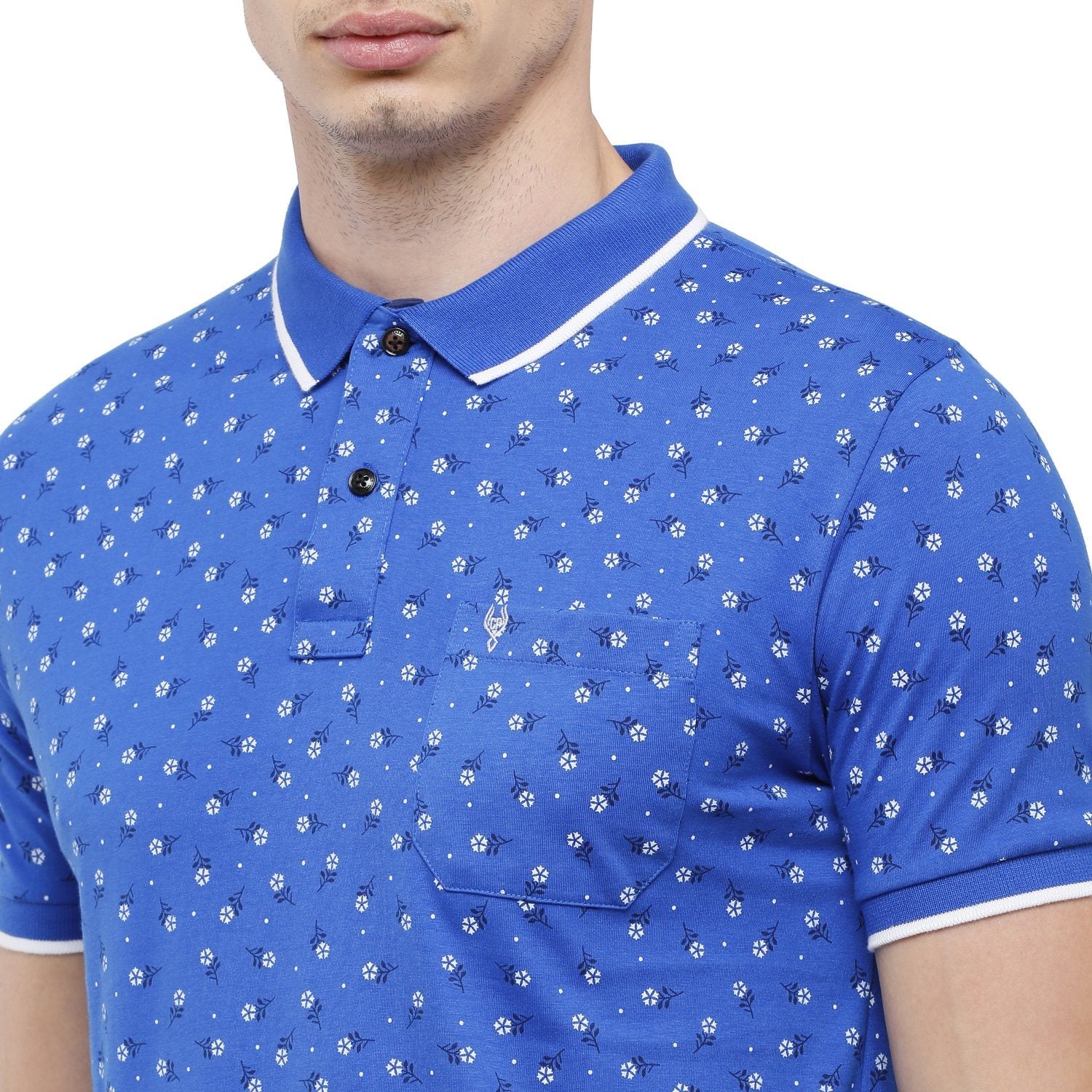 Classic Polo Mens Printed Slim Fit Half Sleeve Polo Neck Blue T-Shirt - BELLO - 157 B SF P T-shirt Classic Polo 
