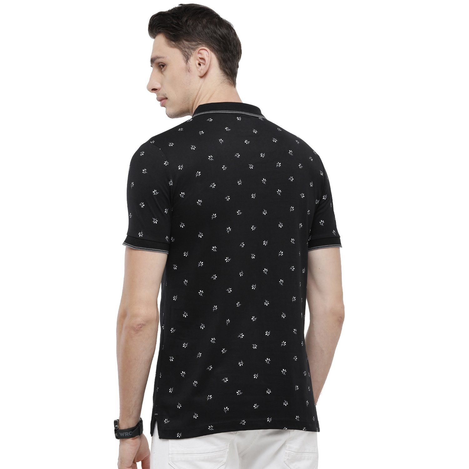 Classic Polo Mens Printed Slim Fit Half Sleeve Polo Neck Black T-Shirt - BELLO - 158 A SF P T-shirt Classic Polo 